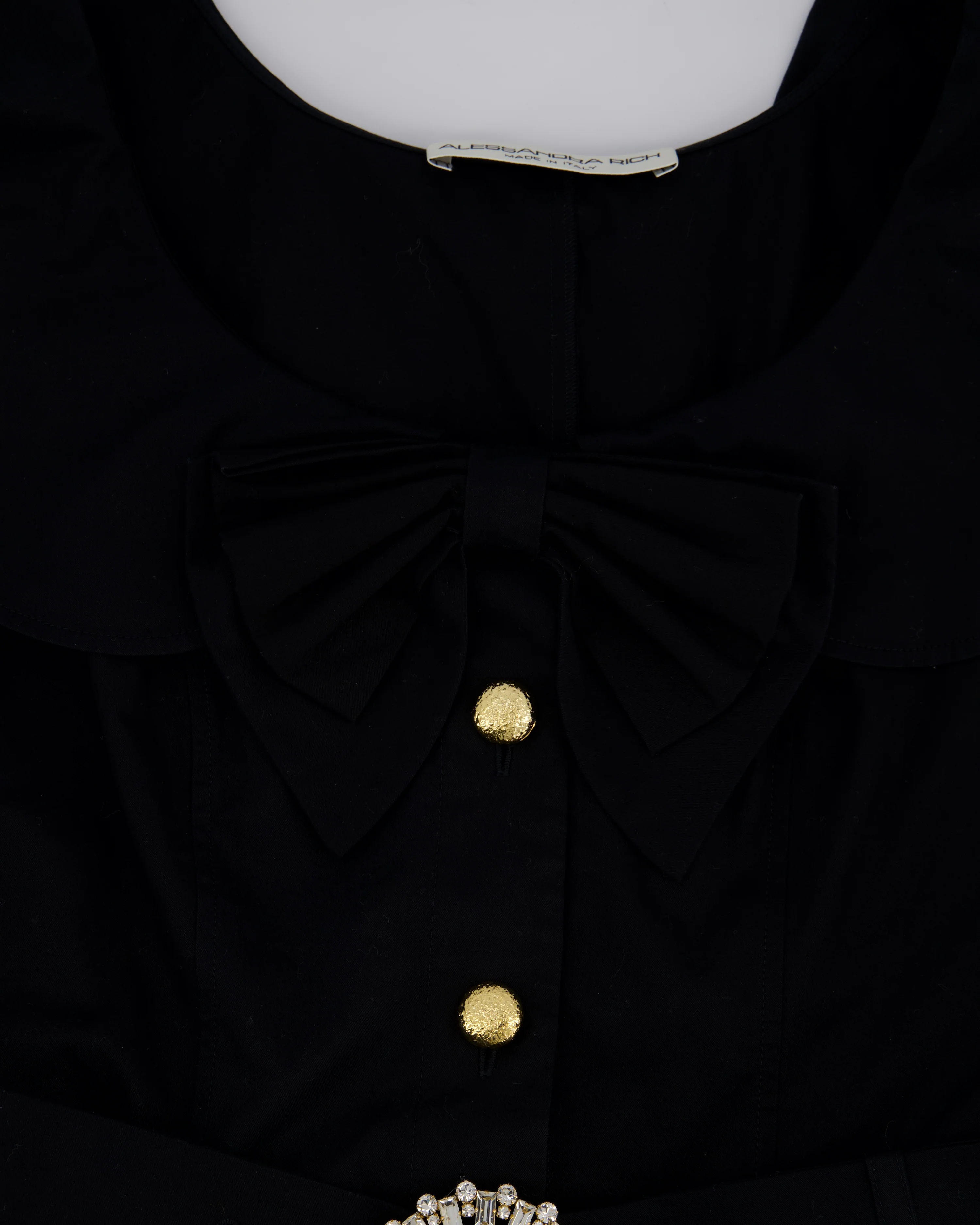 Alessandra Rich Black Mini Dress with Bow Neckline and Belt Detailing Size IT 40 (UK 8) - Image 8
