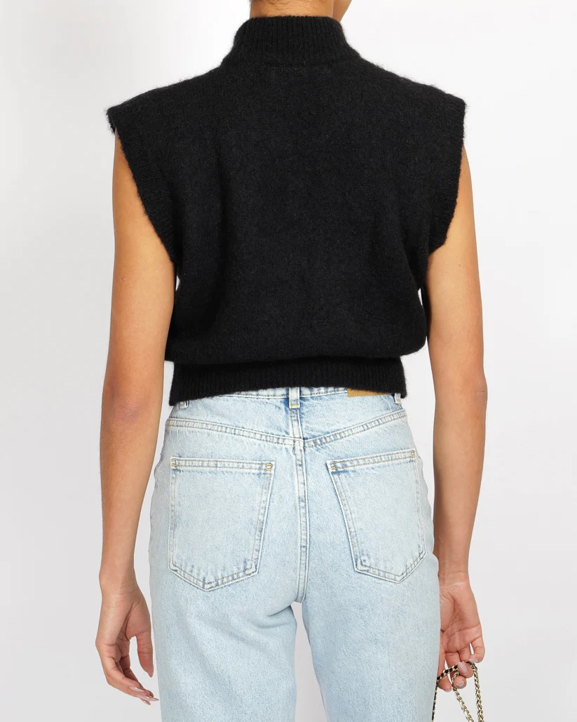 Alessandra Rich Black Mohair Sleeveless Jumper with Embellishments Size IT 44 (UK 12) RRP £515 - Image 4