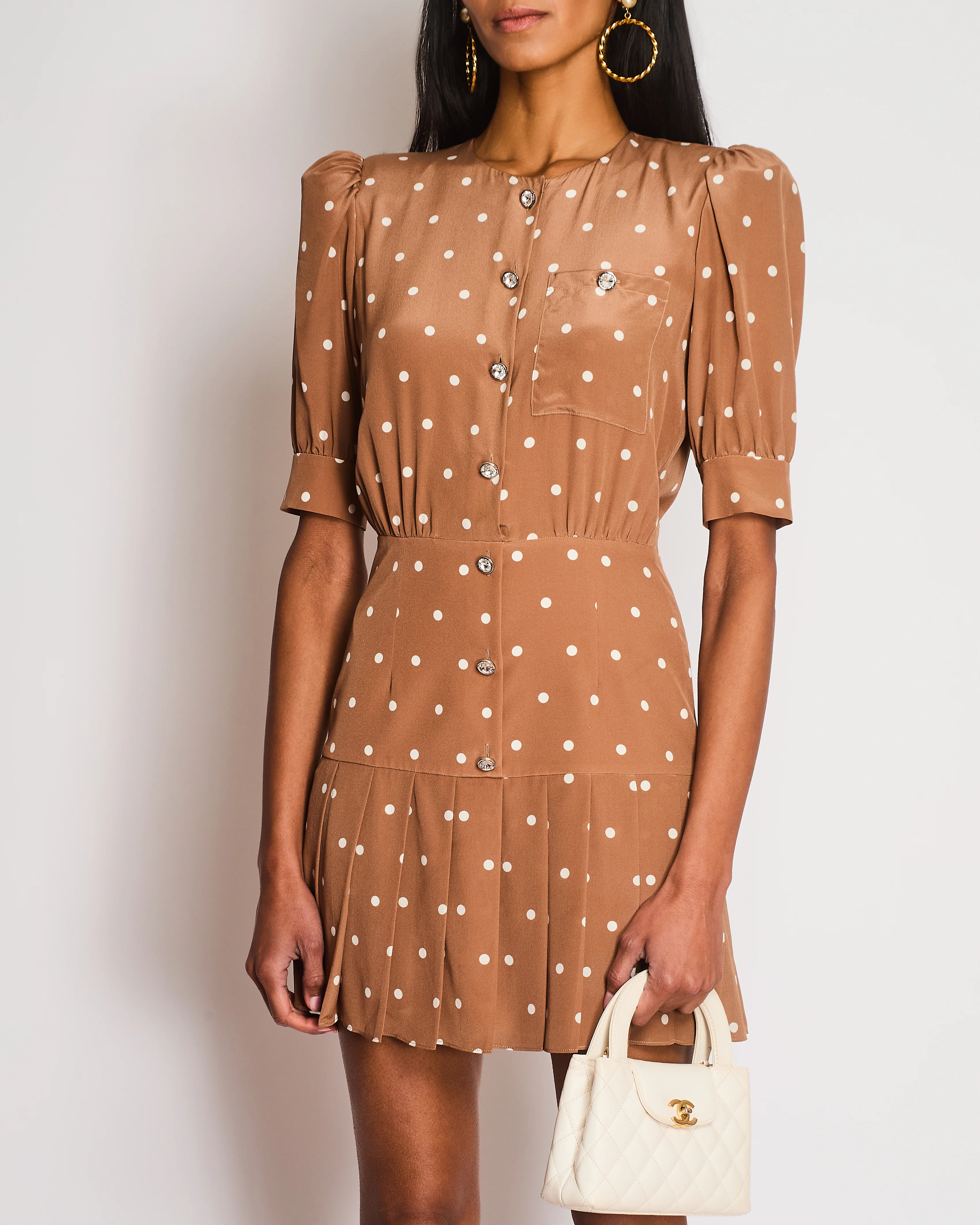 Alessandra Rich Brown Polka-Dot Mid Sleeve Mini Dress Size IT 38 (UK 6) - Image 2