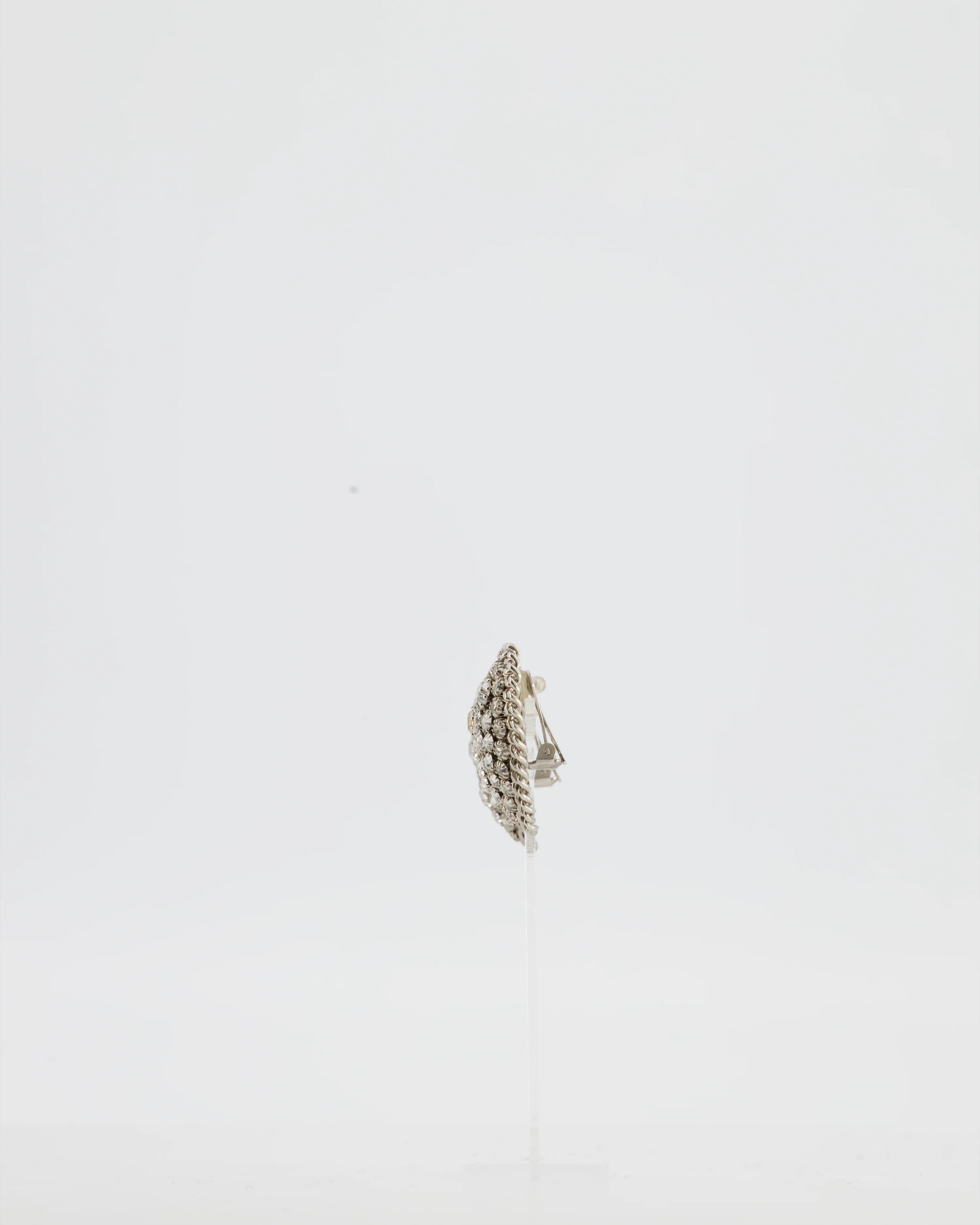 Alessandra Rich Silver Crystal Heart Clip-On Earrings - Image 4
