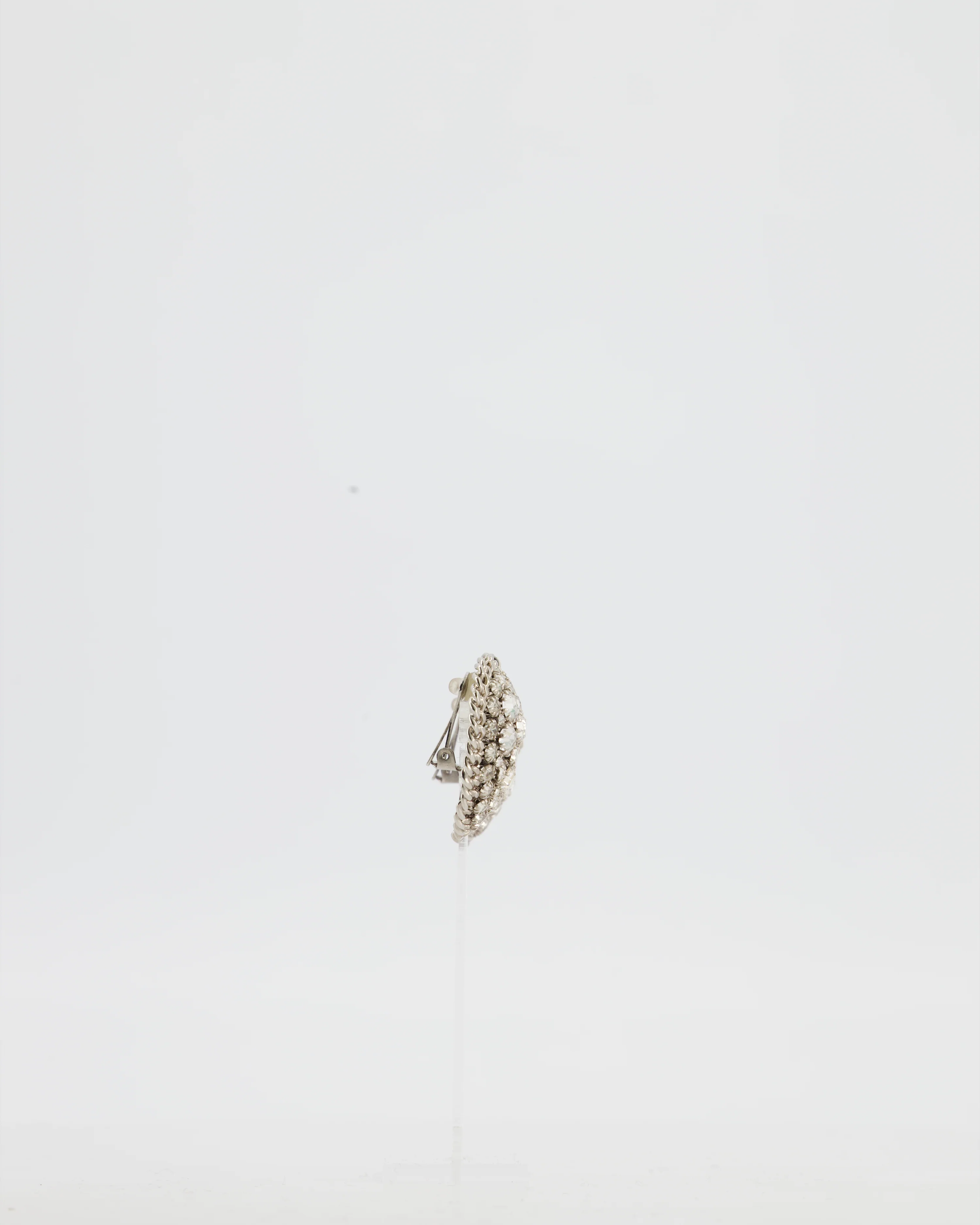 Alessandra Rich Silver Crystal Heart Clip-On Earrings - Image 5