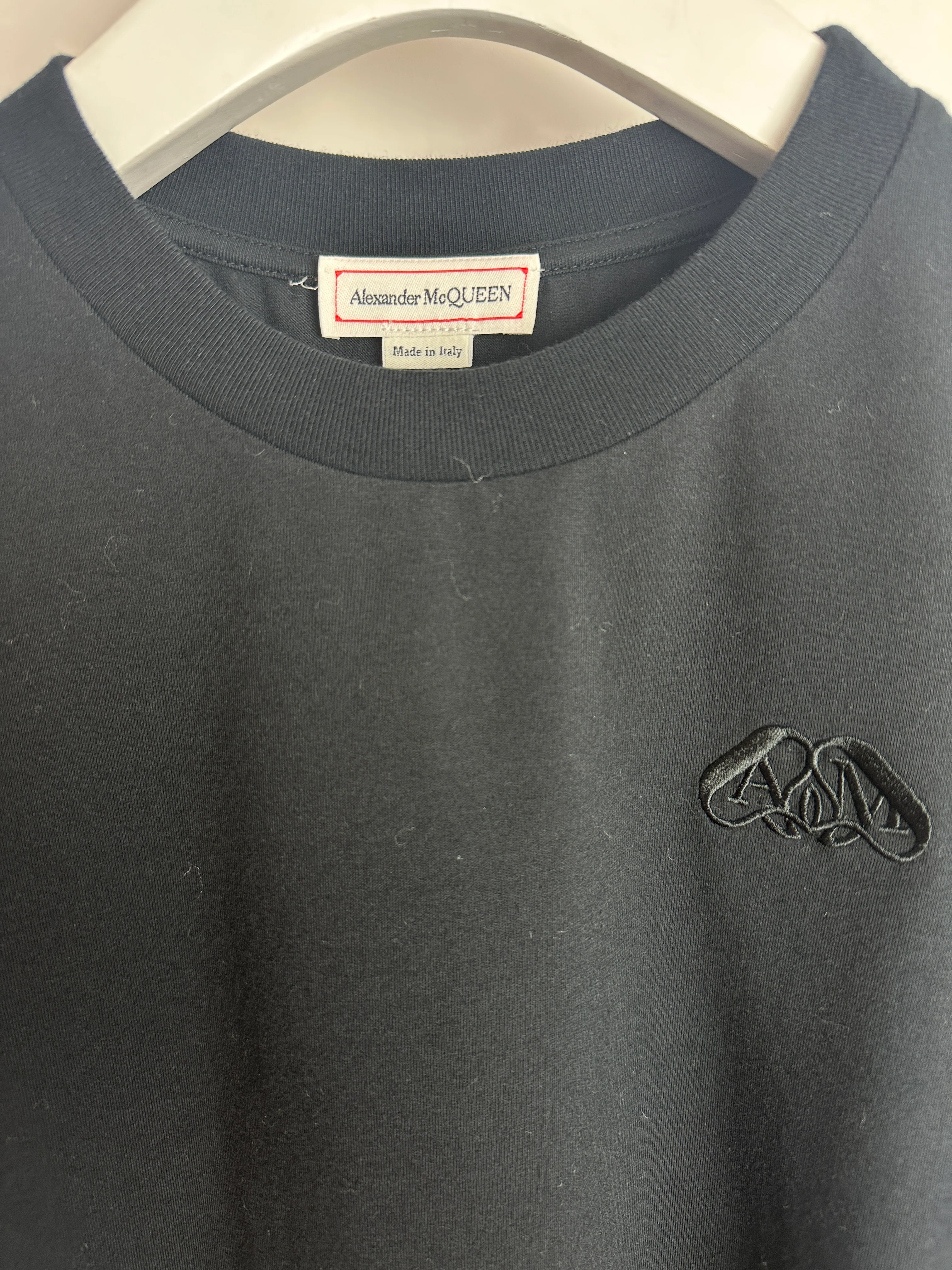 Alexander McQueen Black Cotton Round Collar T-Shirt with Logo Size IT 38 (UK 6) - Image 6