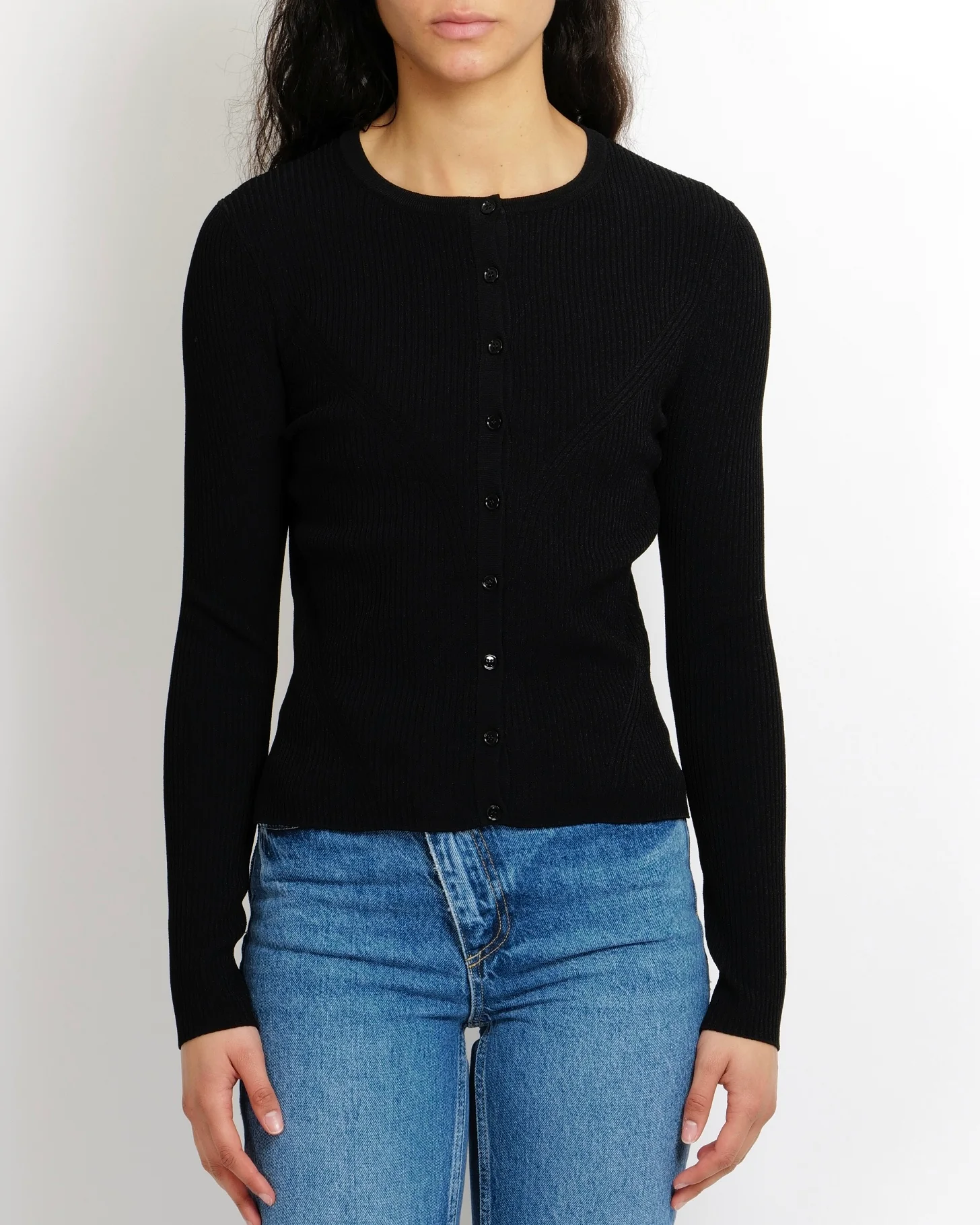 Alexander McQueen Black Ribbed Long-Sleeved Cardigan Size M (UK 10) - Image 2
