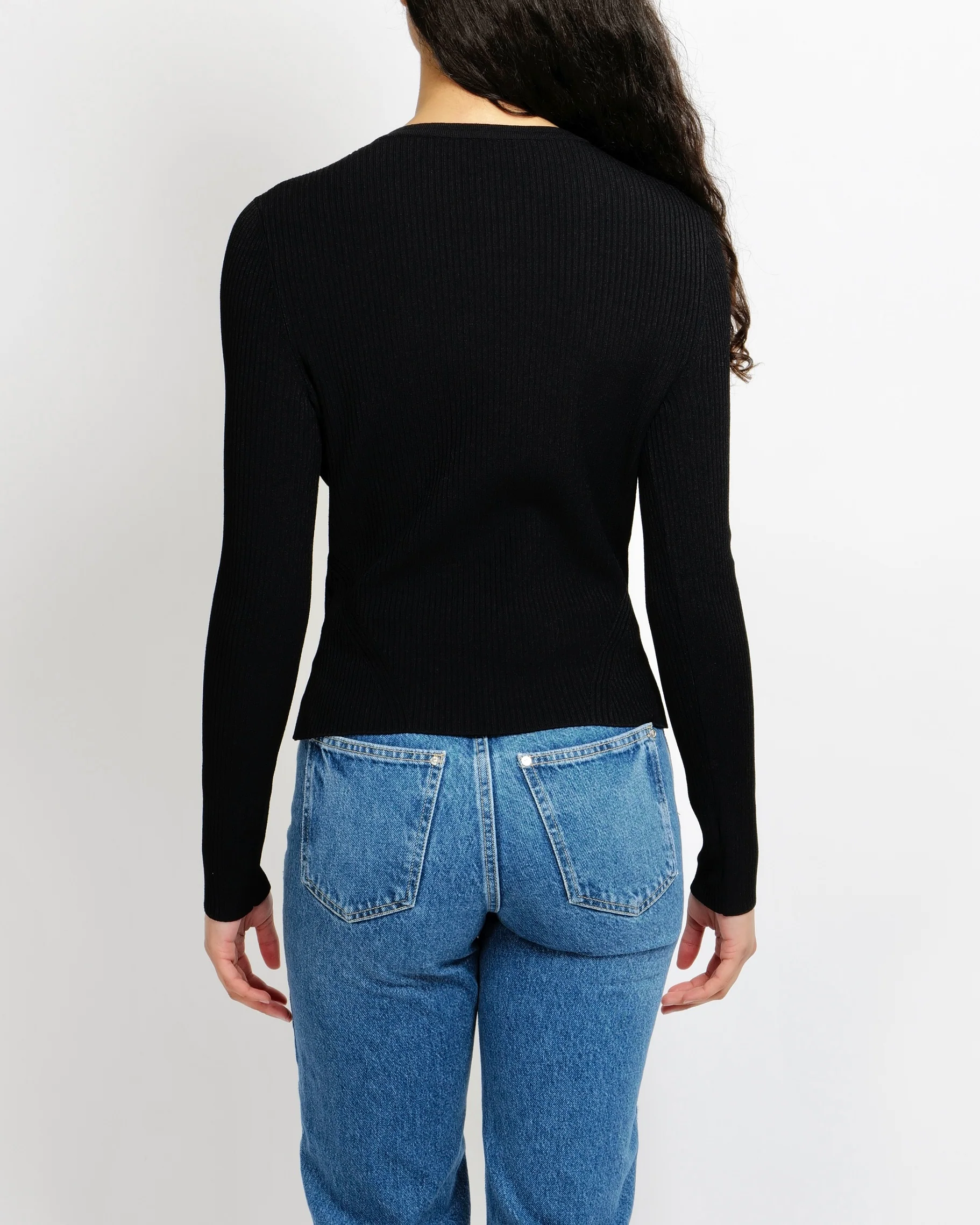 Alexander McQueen Black Ribbed Long-Sleeved Cardigan Size M (UK 10) - Image 3