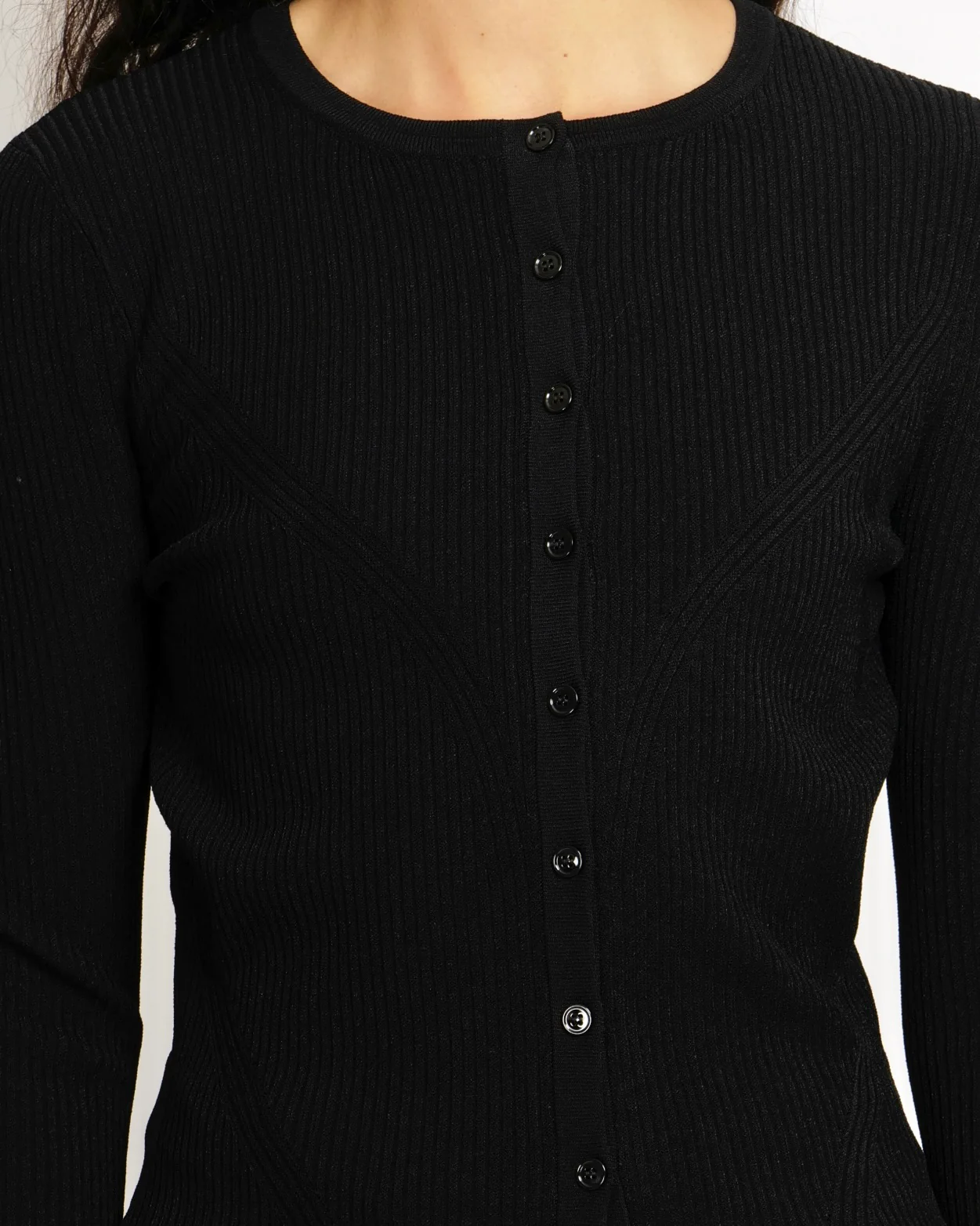Alexander McQueen Black Ribbed Long-Sleeved Cardigan Size M (UK 10) - Image 4
