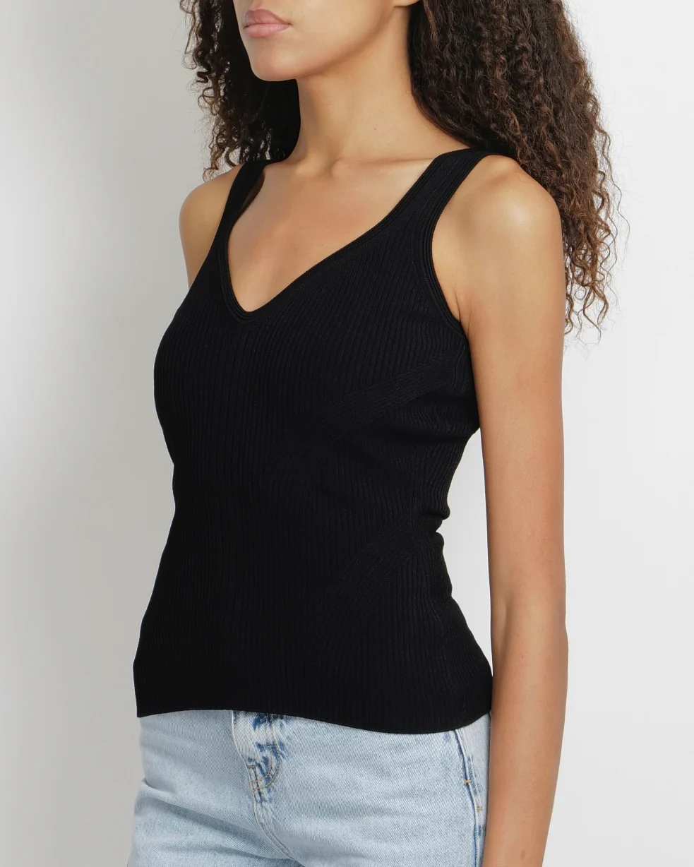 Alexander McQueen Black Ribbed Sleeveless Bodycon Top Size FR 38 (UK 10) - Image 2