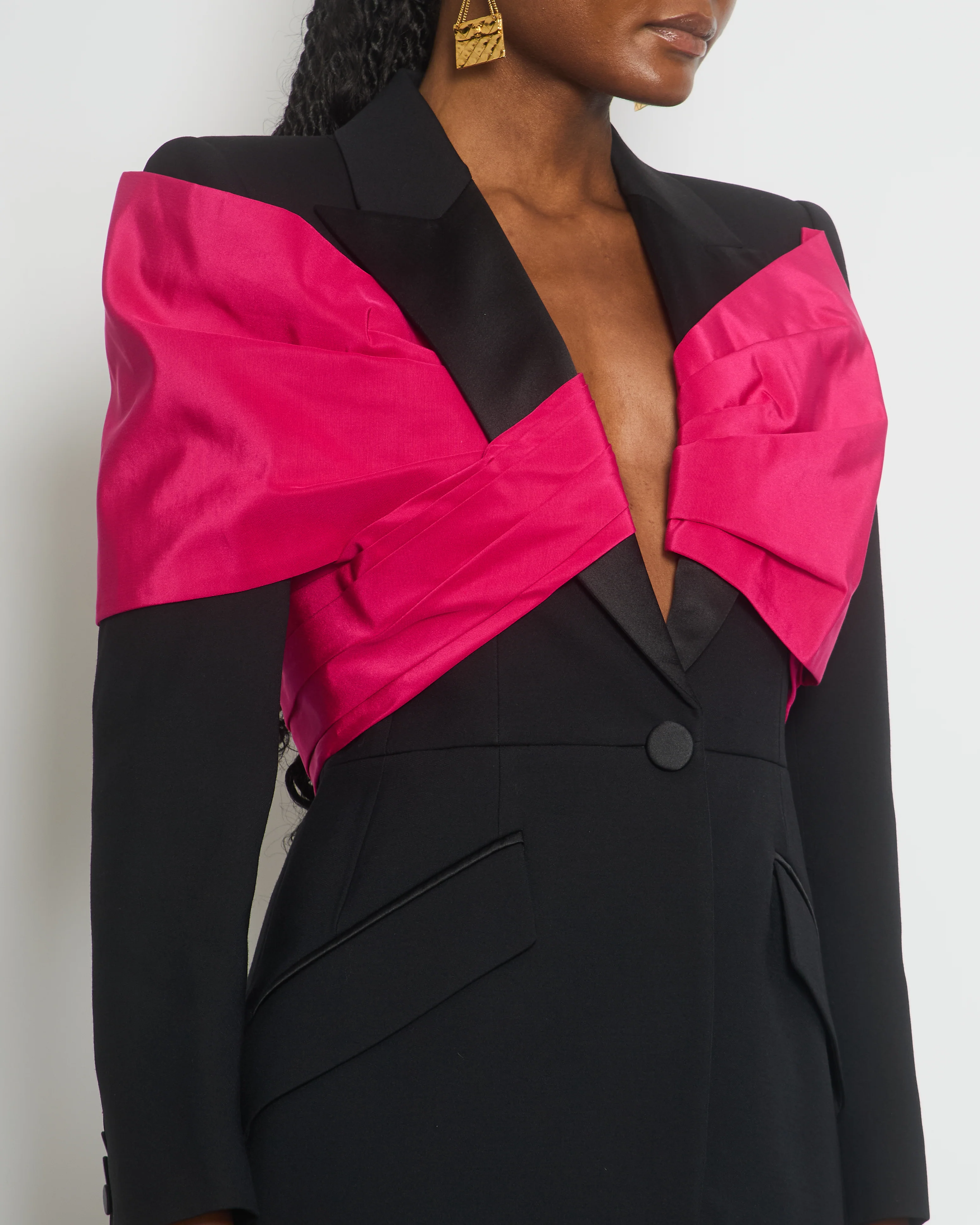 Alexander McQueen Black Single-Breasted Blazer with Bow Pleated Detail Size IT 42 (UK 10) - Image 4
