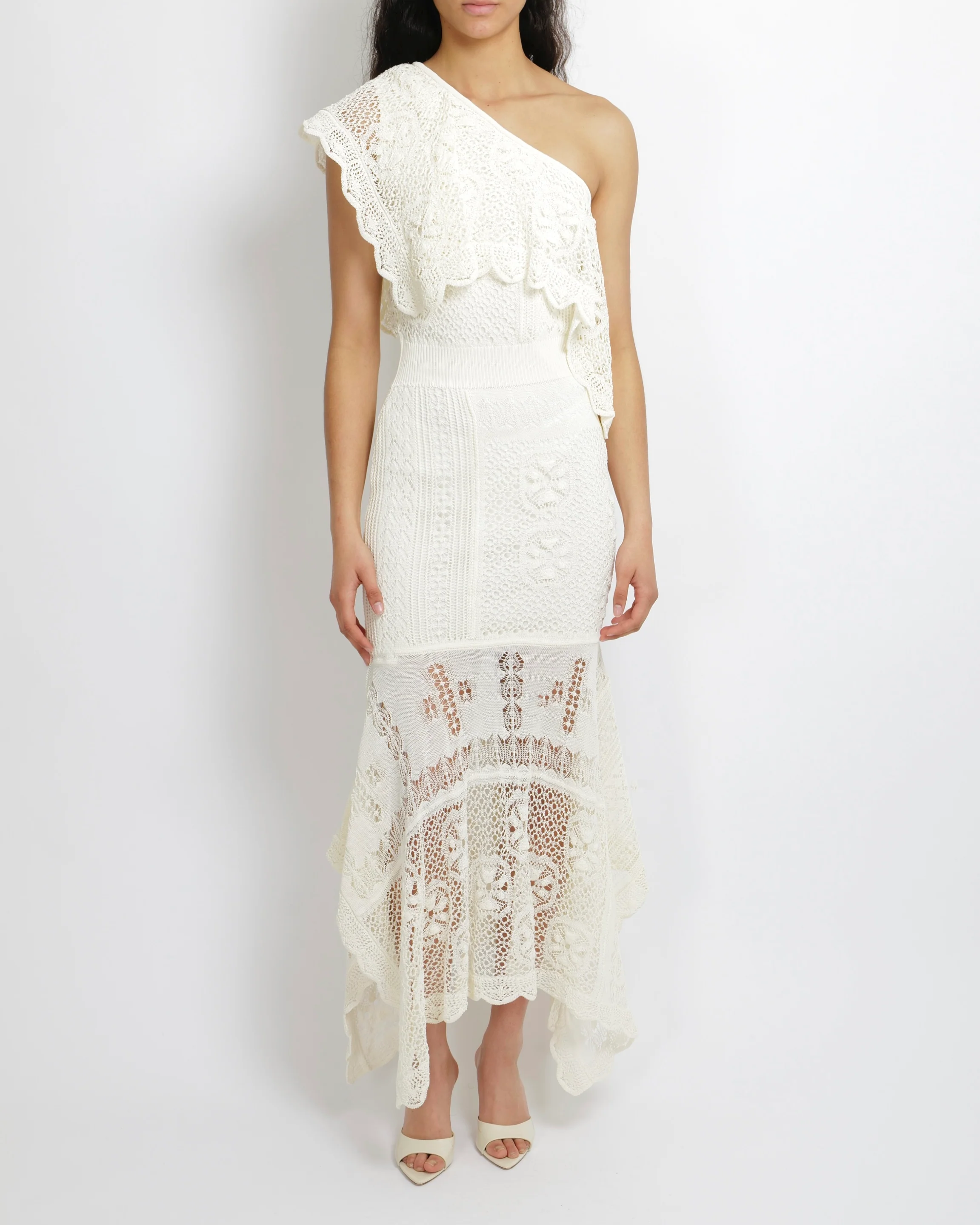Alexander McQueen Cream Crochet One-Shoulder Maxi Dress Size M (UK 10) RRP £2,300