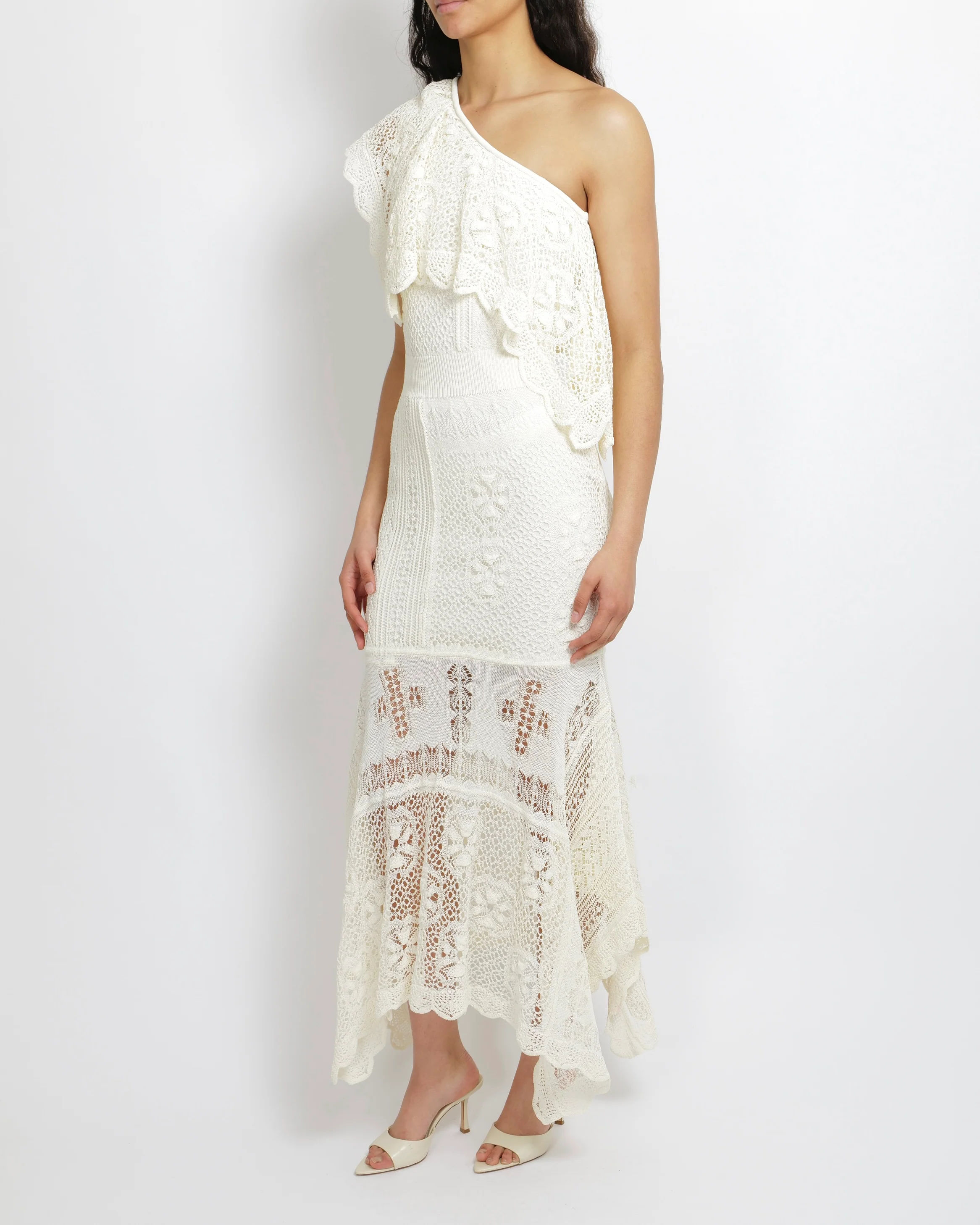 Alexander McQueen Cream Crochet One-Shoulder Maxi Dress Size M (UK 10) RRP £2,300 - Image 2