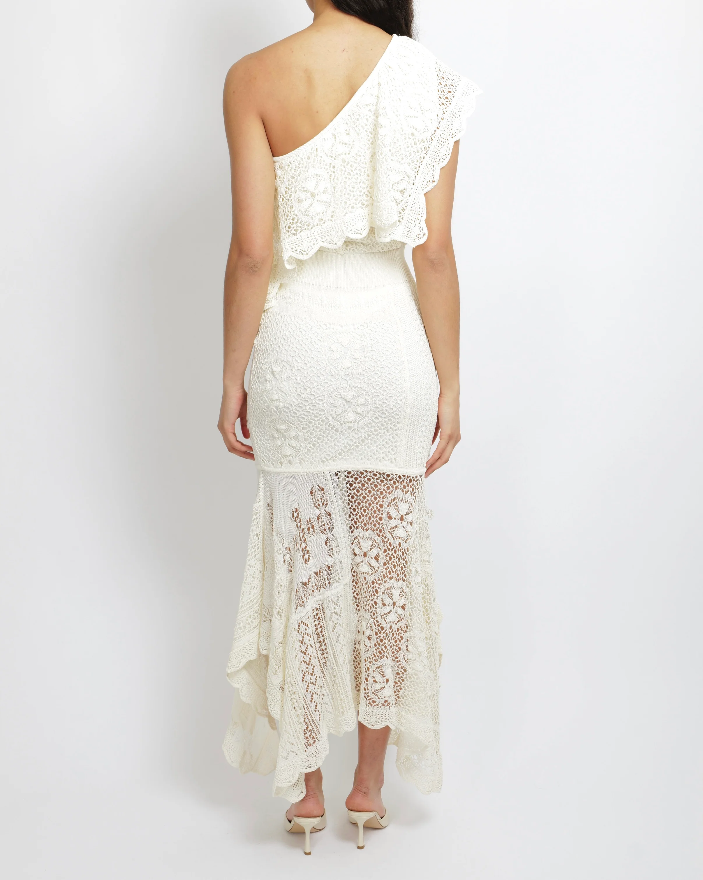 Alexander McQueen Cream Crochet One-Shoulder Maxi Dress Size M (UK 10) RRP £2,300 - Image 3