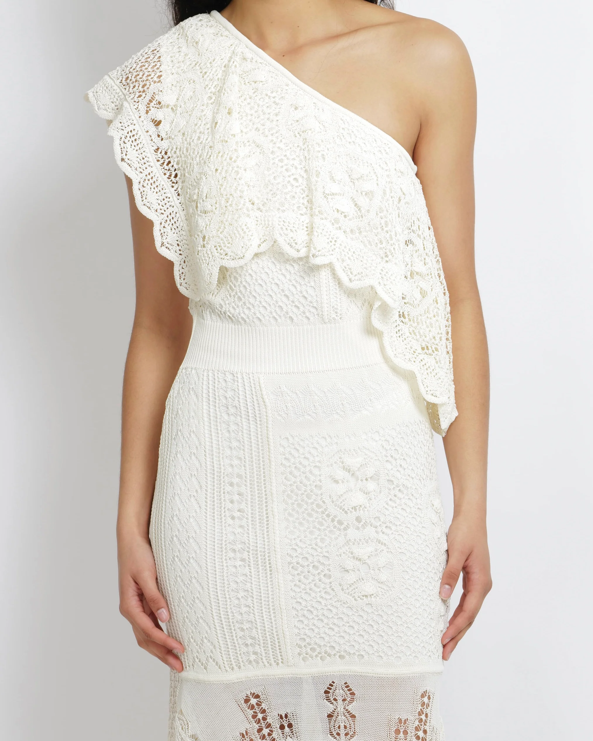 Alexander McQueen Cream Crochet One-Shoulder Maxi Dress Size M (UK 10) RRP £2,300 - Image 5