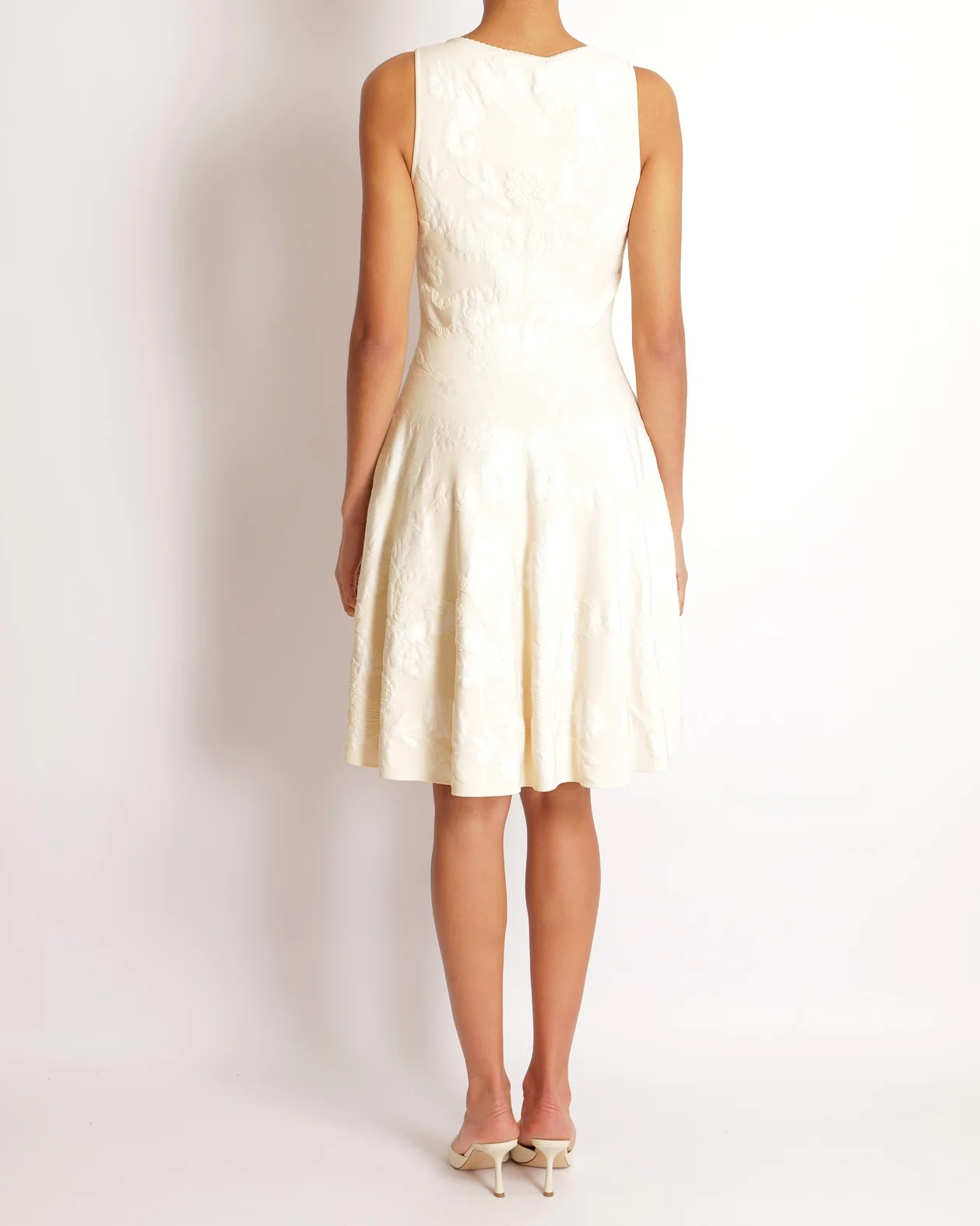 Alexander McQueen Cream Floral Embroidered Sleeveless Mini Dress Size S (UK 8) - Image 3