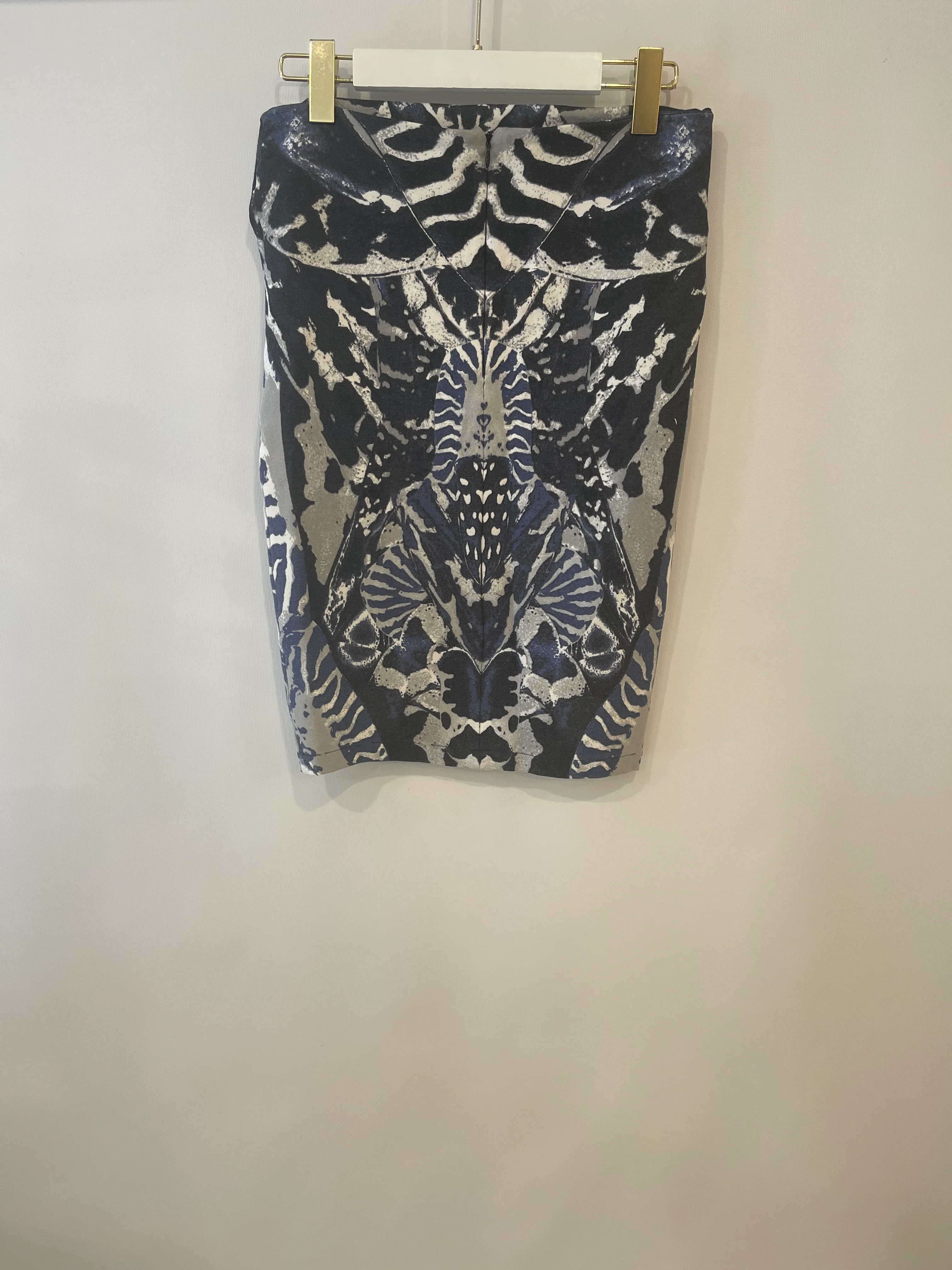 Alexander Mcqueen Navy Graphic Printed Tube Skirt Size M (UK 10) - Image 5