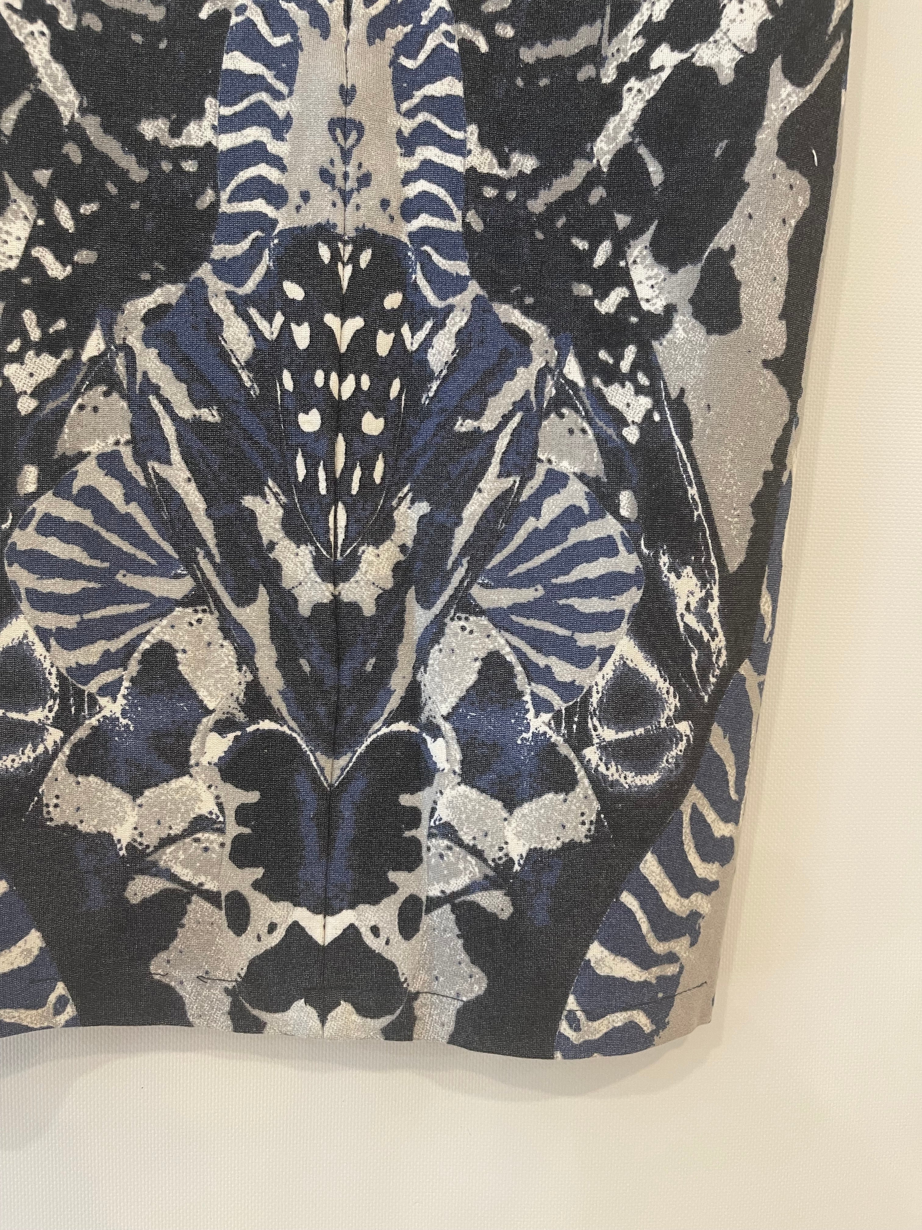Alexander Mcqueen Navy Graphic Printed Tube Skirt Size M (UK 10) - Image 8