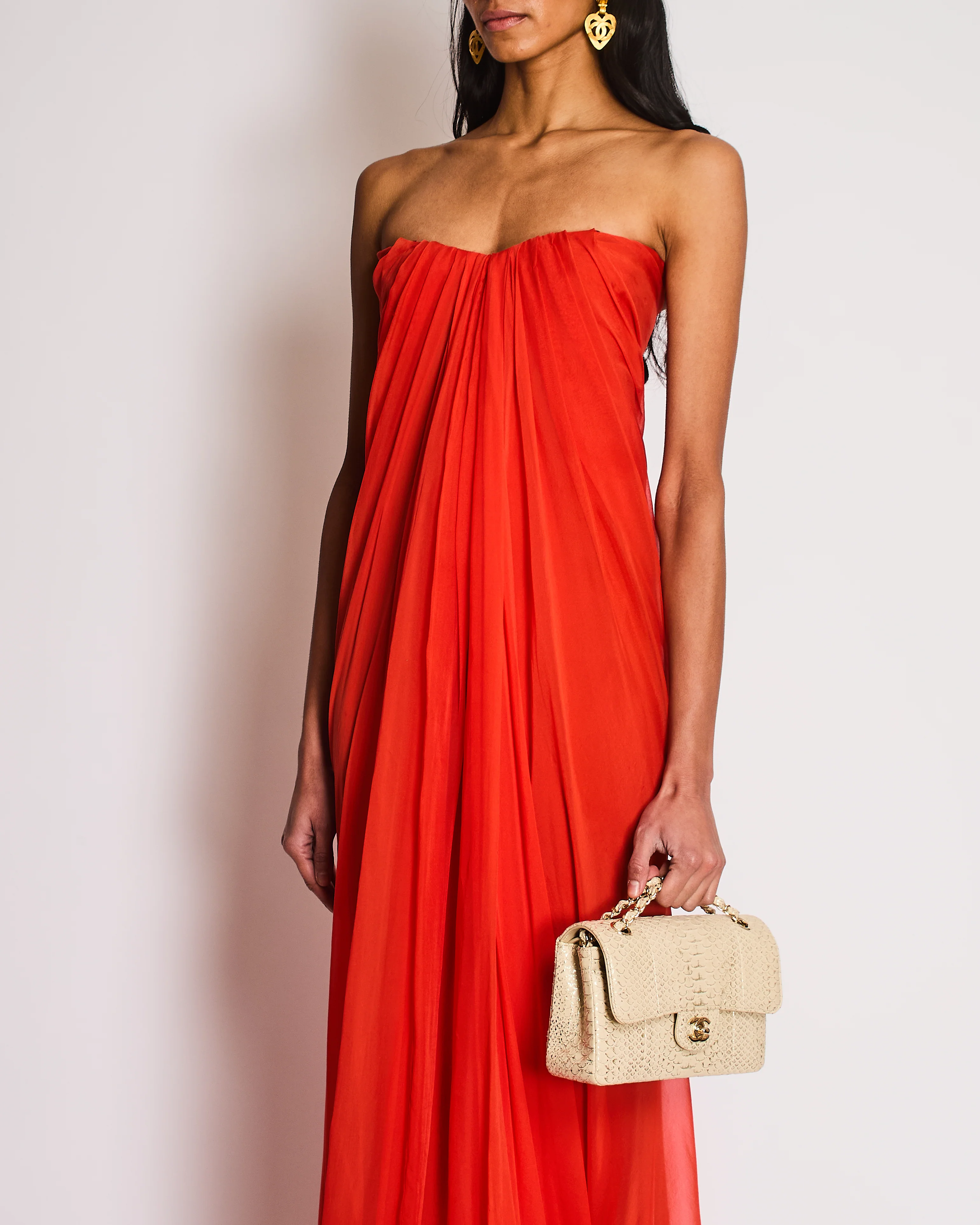 Alexander McQueen SS22 Red Strapless Layered Silk-Crepe Gown Size IT 40 (UK 8) - Image 2