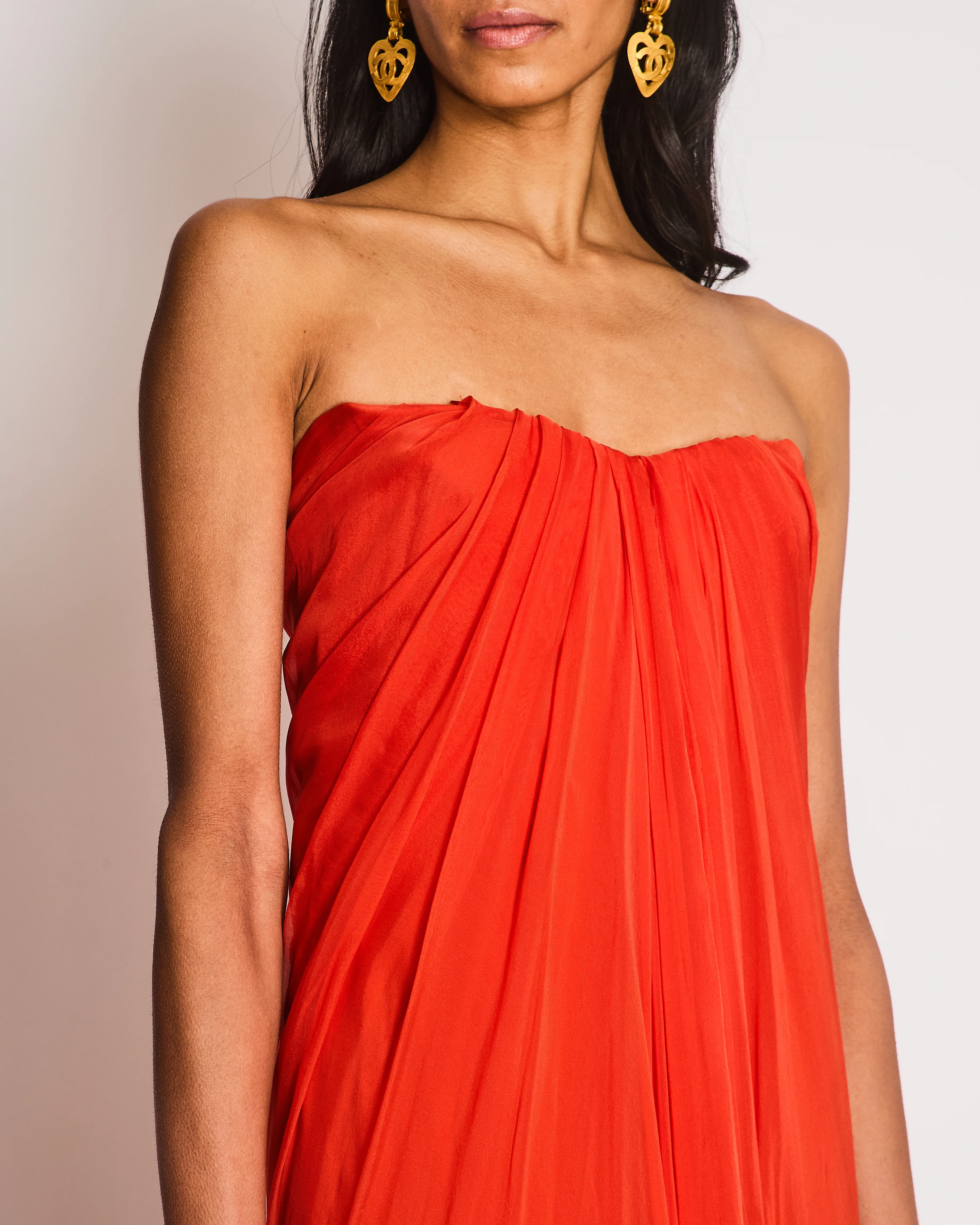 Alexander McQueen SS22 Red Strapless Layered Silk-Crepe Gown Size IT 40 (UK 8) - Image 3