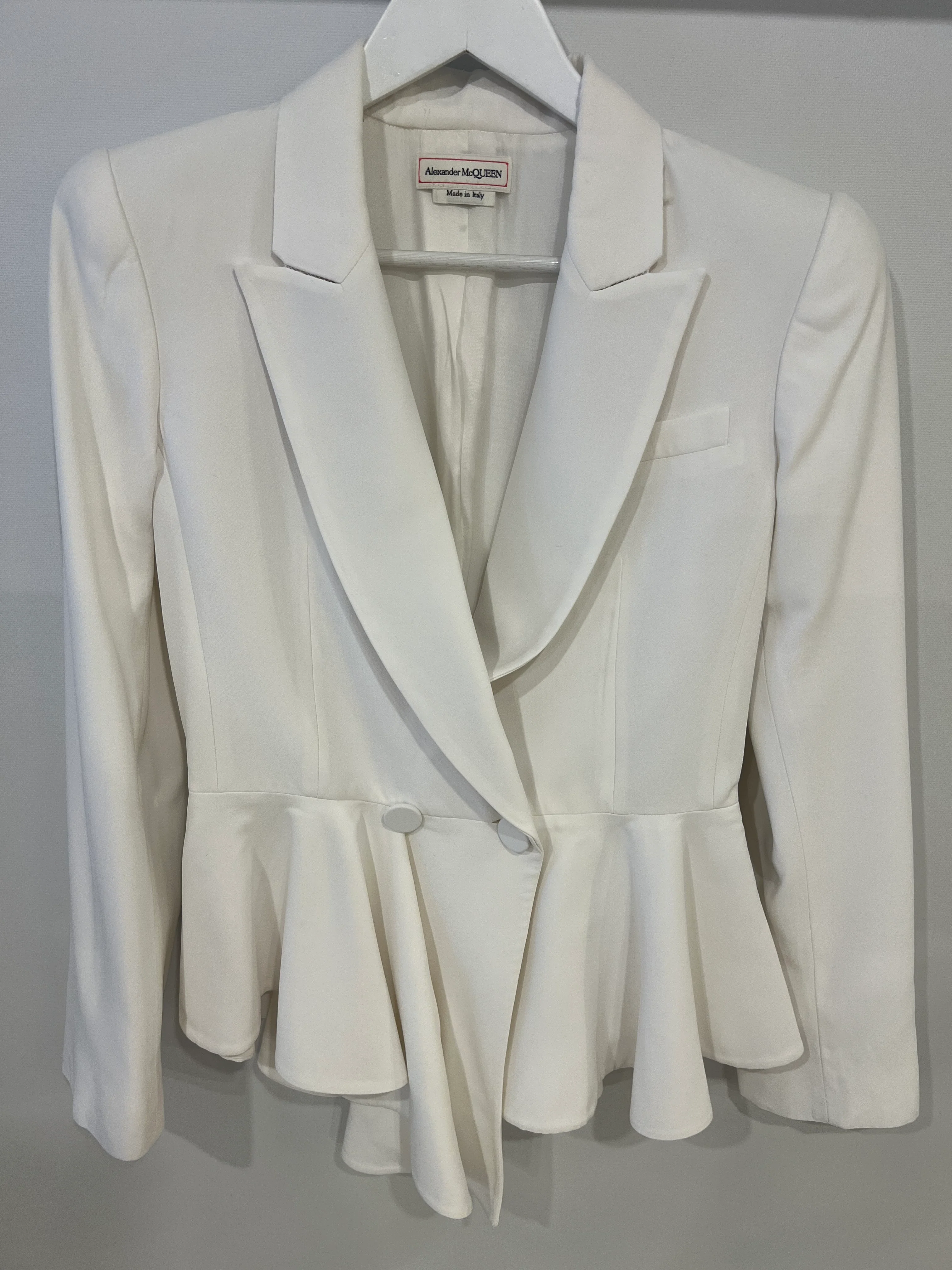 Alexander McQueen White Tailored Blazer with Peplum Hem Size IT 44 (UK 12) - Image 12