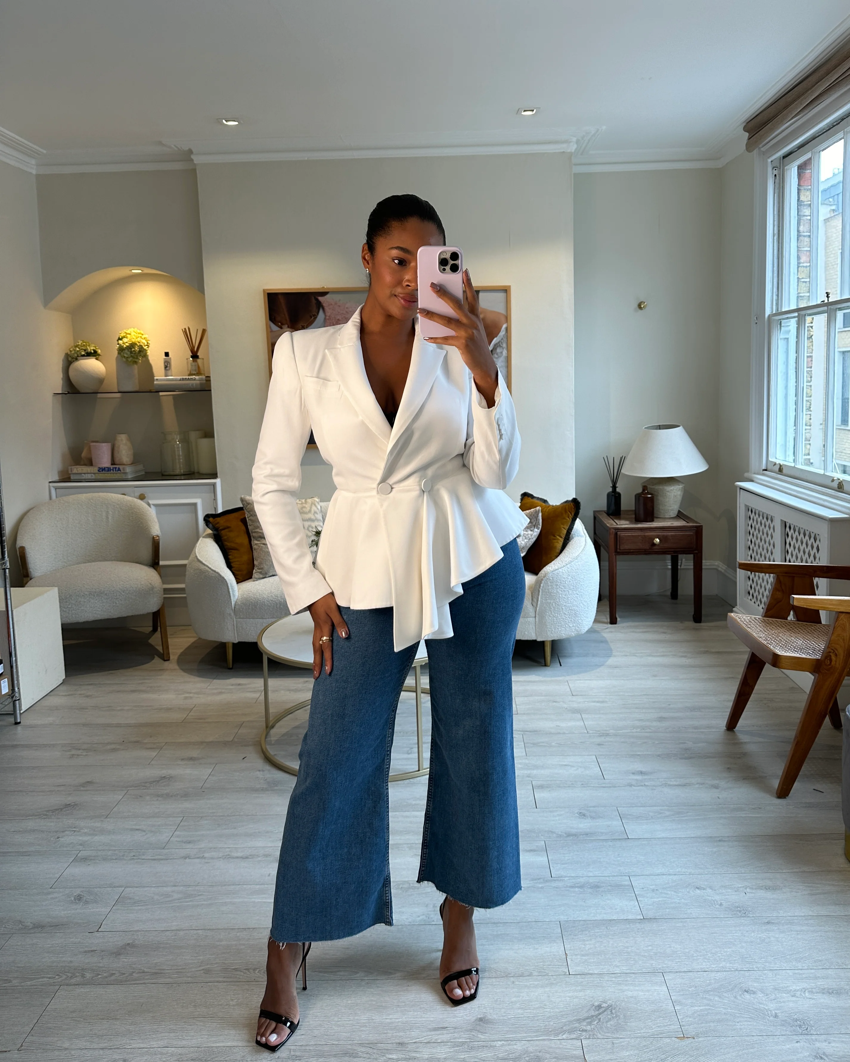 Alexander McQueen White Tailored Blazer with Peplum Hem Size IT 44 (UK 12) - Image 6