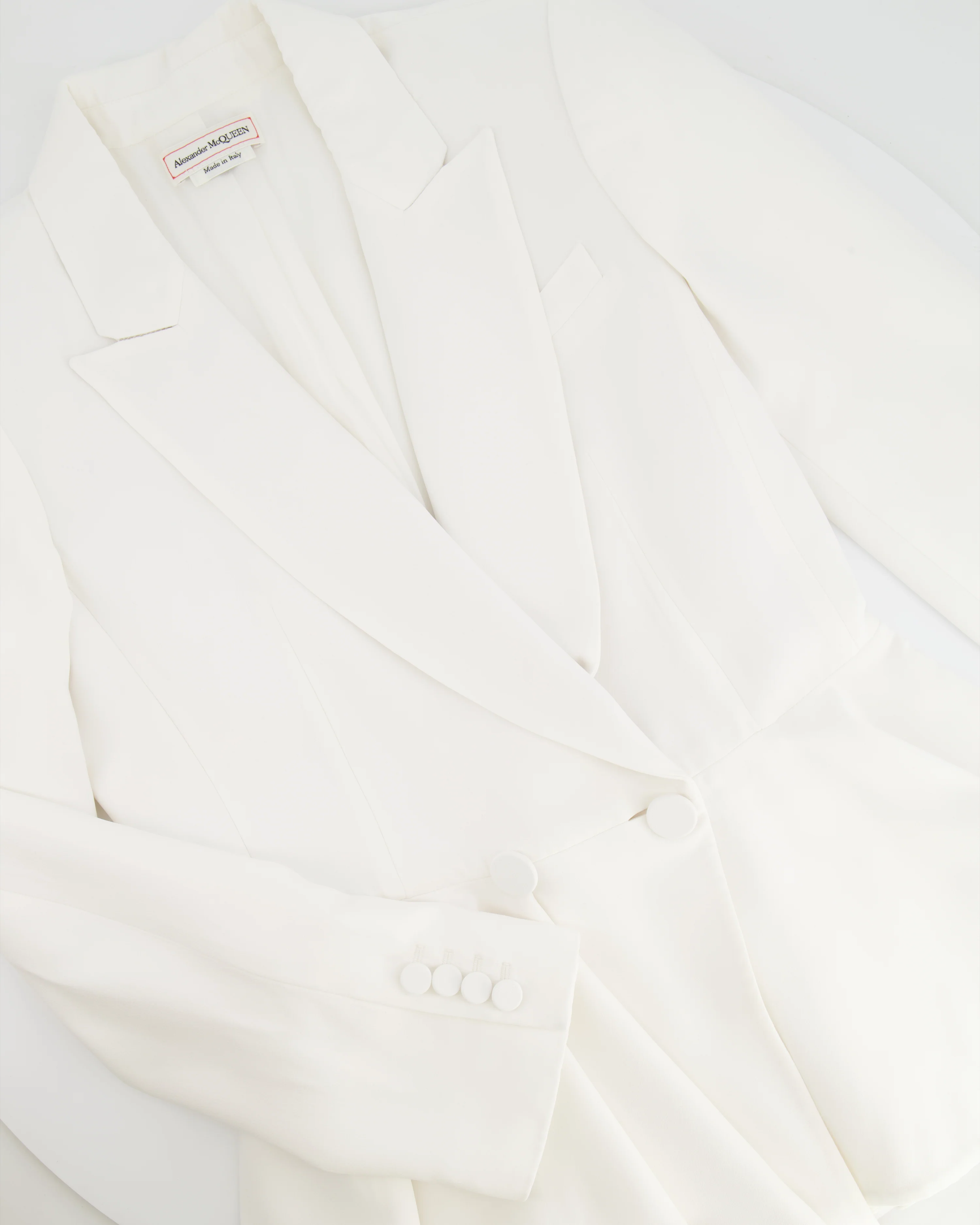 Alexander McQueen White Tailored Blazer with Peplum Hem Size IT 44 (UK 12) - Image 8