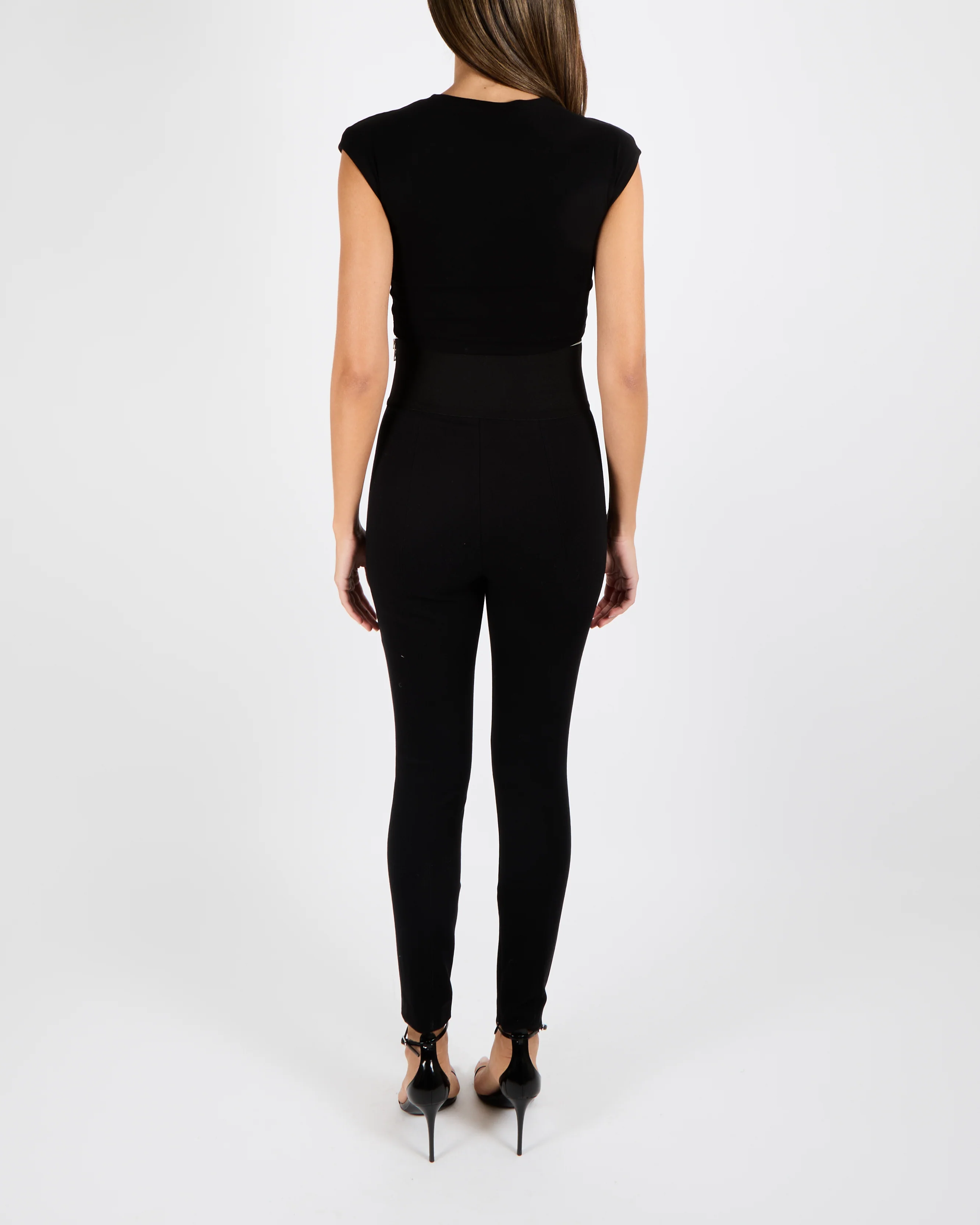 Alexander Wang Black High Waisted Trousers with Logo Waistband and Silver Side Zippers Size US 4 (UK 8) RRP £500 - Image 4