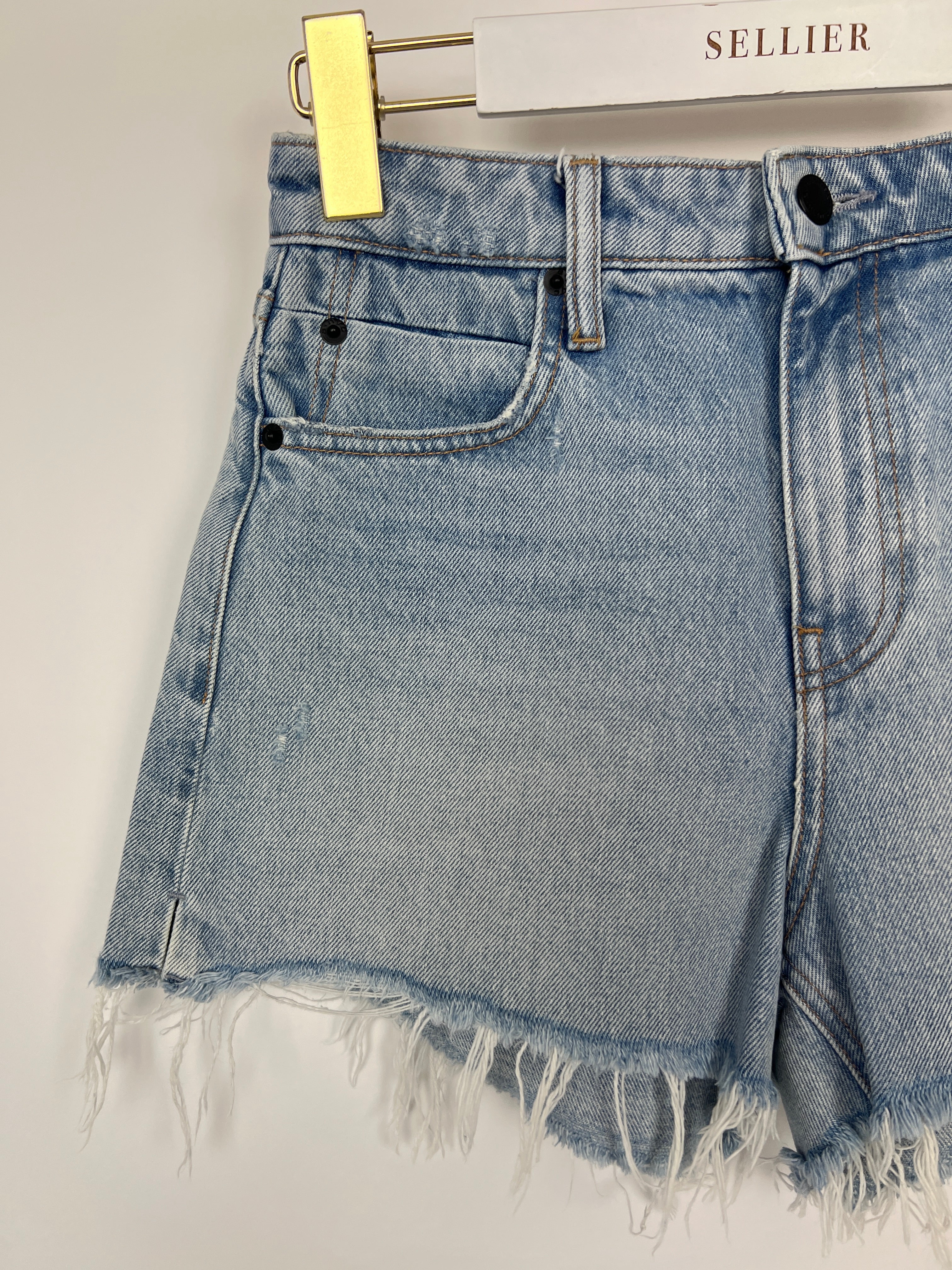 Alexander Wang Light Washed Blue Denim Shorts with Distressed Hem Details Size 25 (UK 6) - Image 10