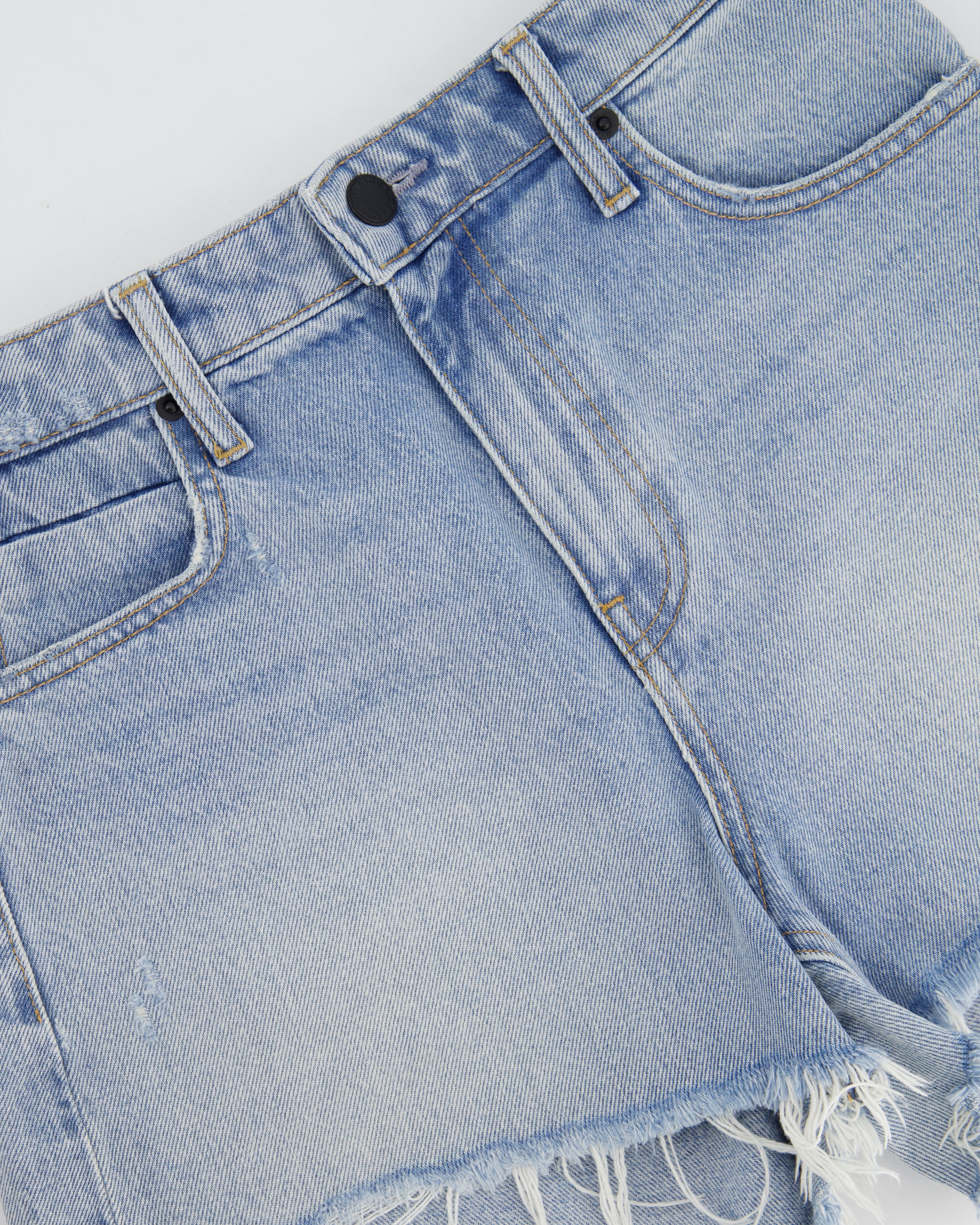 Alexander Wang Light Washed Blue Denim Shorts with Distressed Hem Details Size 25 (UK 6) - Image 5
