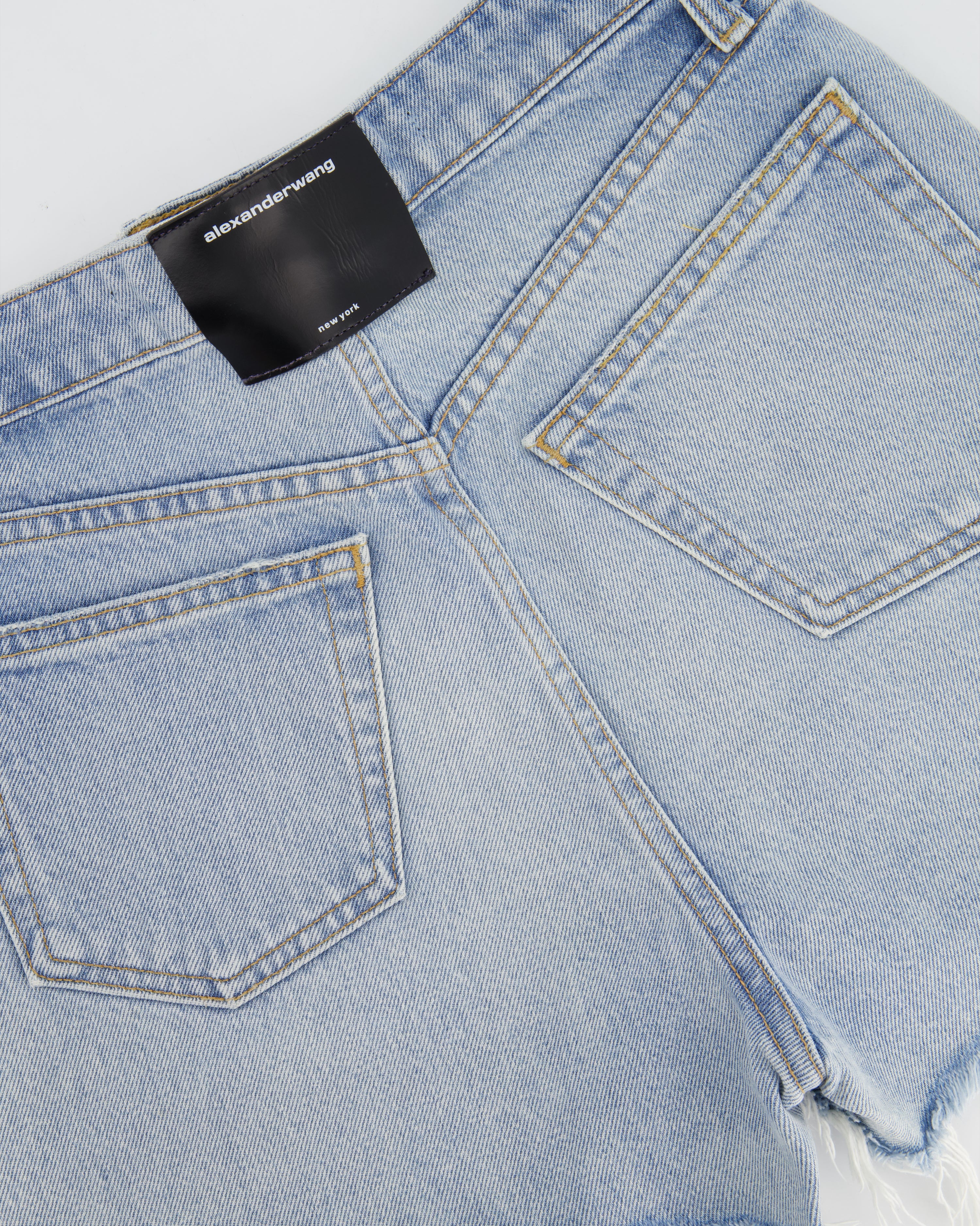 Alexander Wang Light Washed Blue Denim Shorts with Distressed Hem Details Size 25 (UK 6) - Image 6