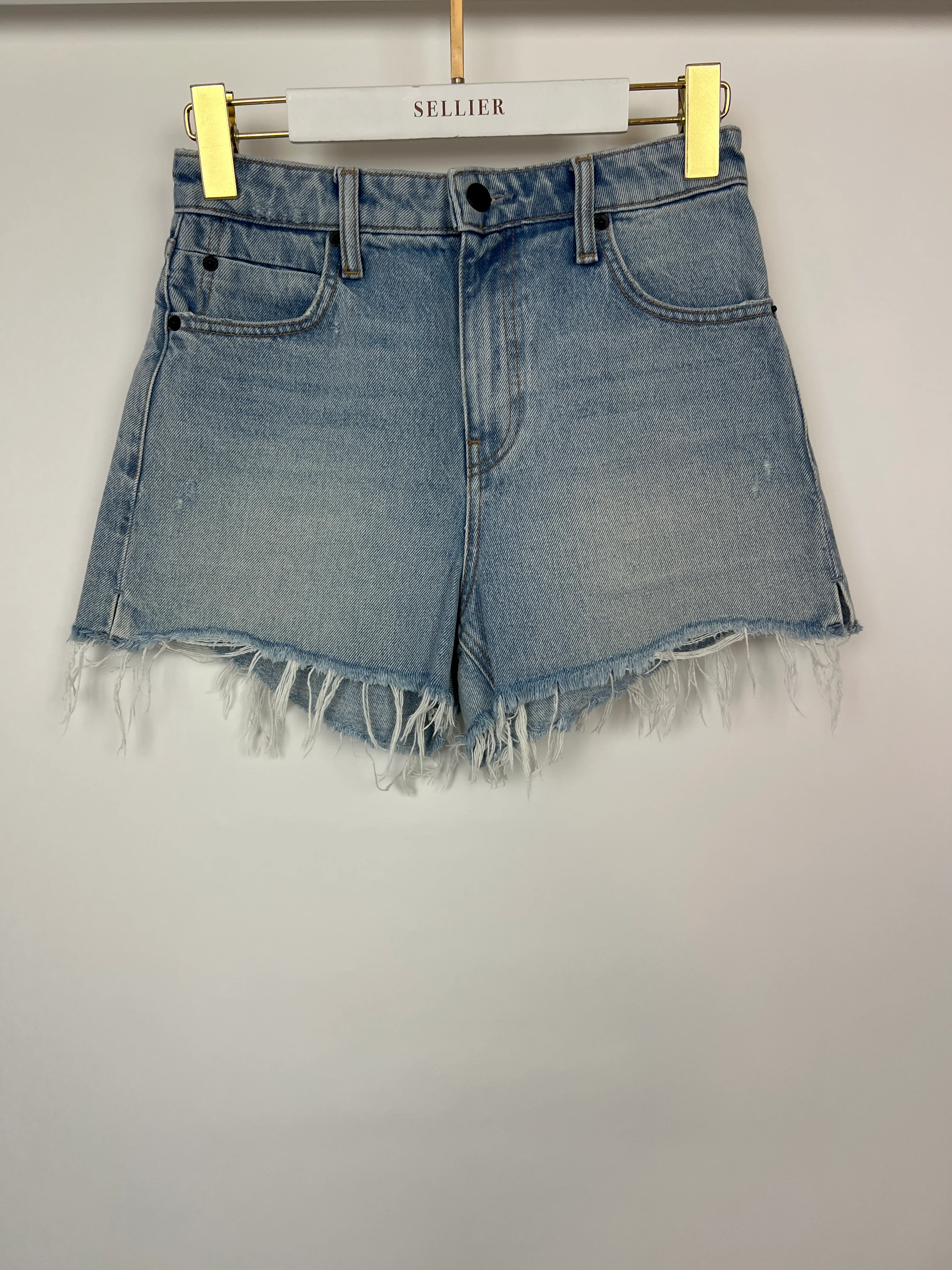 Alexander Wang Light Washed Blue Denim Shorts with Distressed Hem Details Size 25 (UK 6) - Image 8