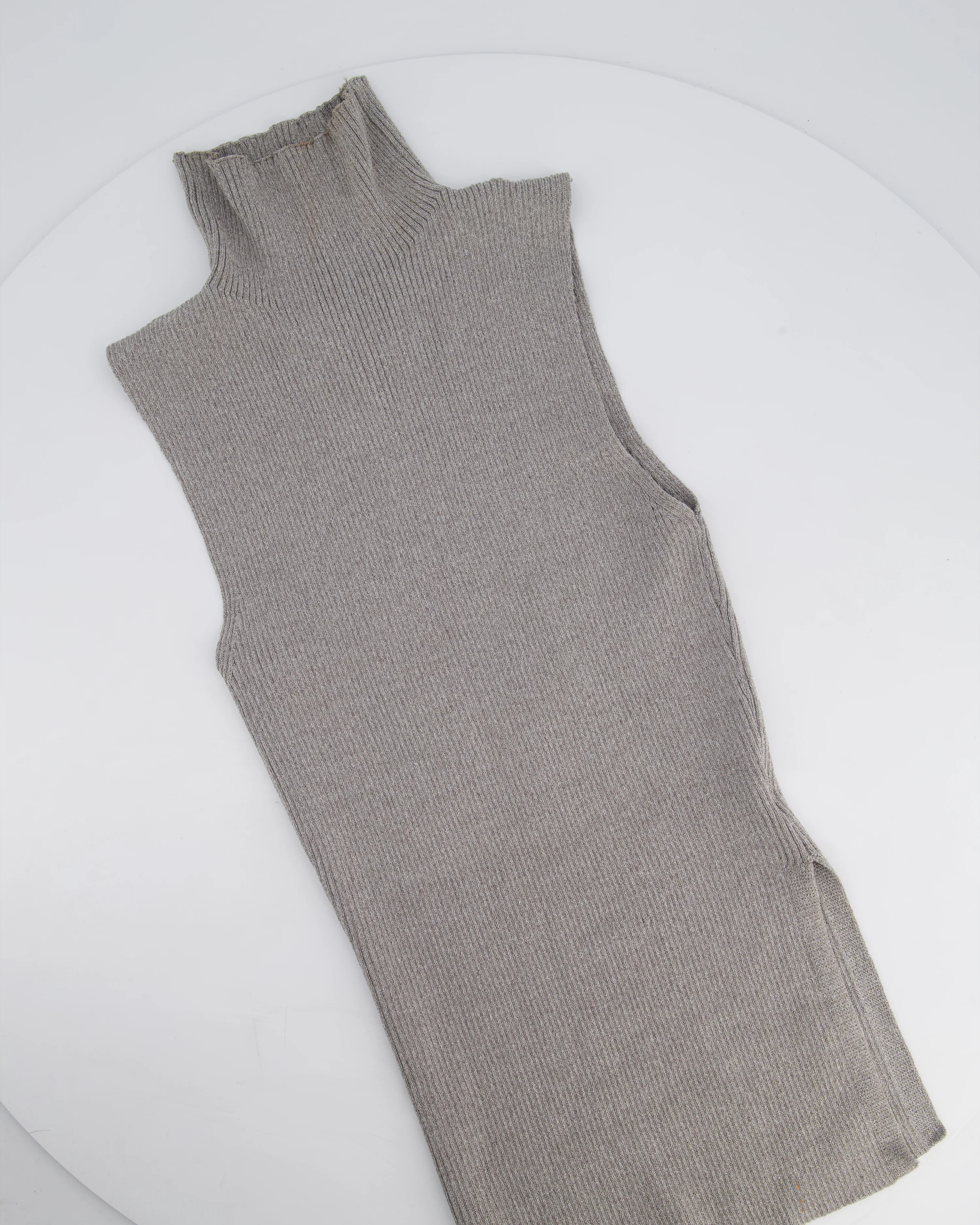 All The Ways Grey Ribbed Sleeveless High-Neck Top with Side Split Detail Size S (UK 6/8) - Image 5