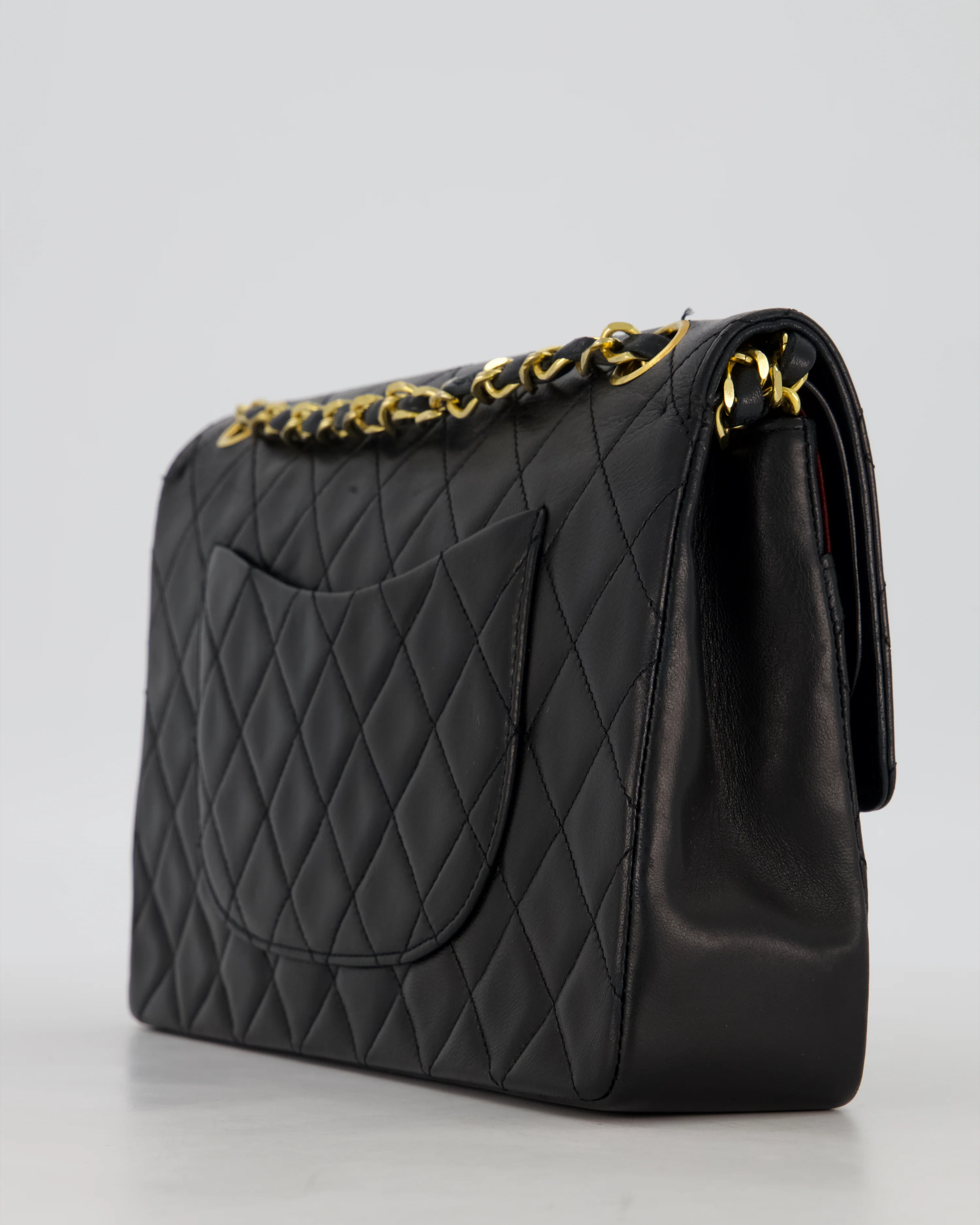 *AMAZING CONDITION* Chanel Black Vintage Medium Classic Double Flap Bag in Lambskin Leather with 24K Gold Hardware - Image 12