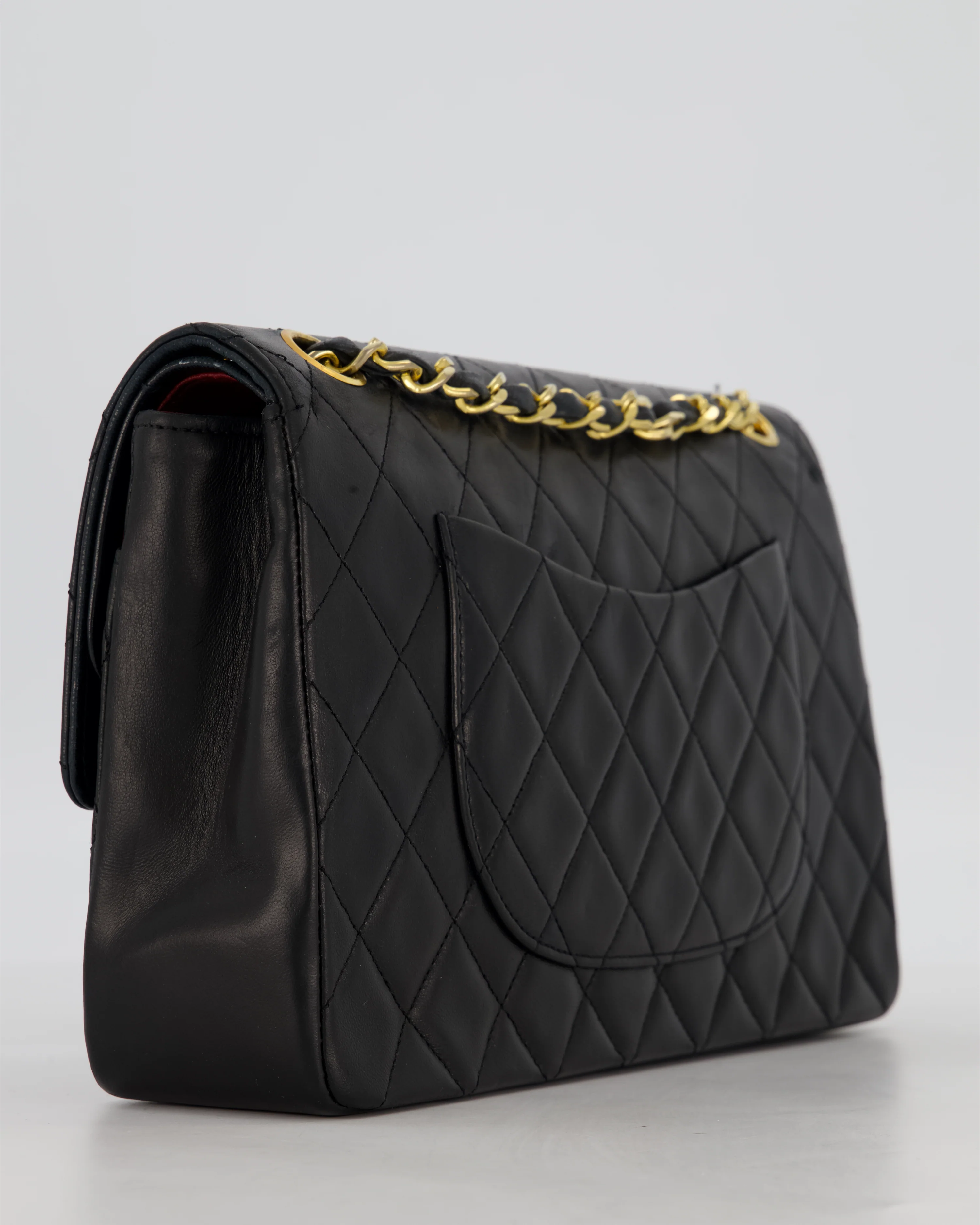 *AMAZING CONDITION* Chanel Black Vintage Medium Classic Double Flap Bag in Lambskin Leather with 24K Gold Hardware - Image 13