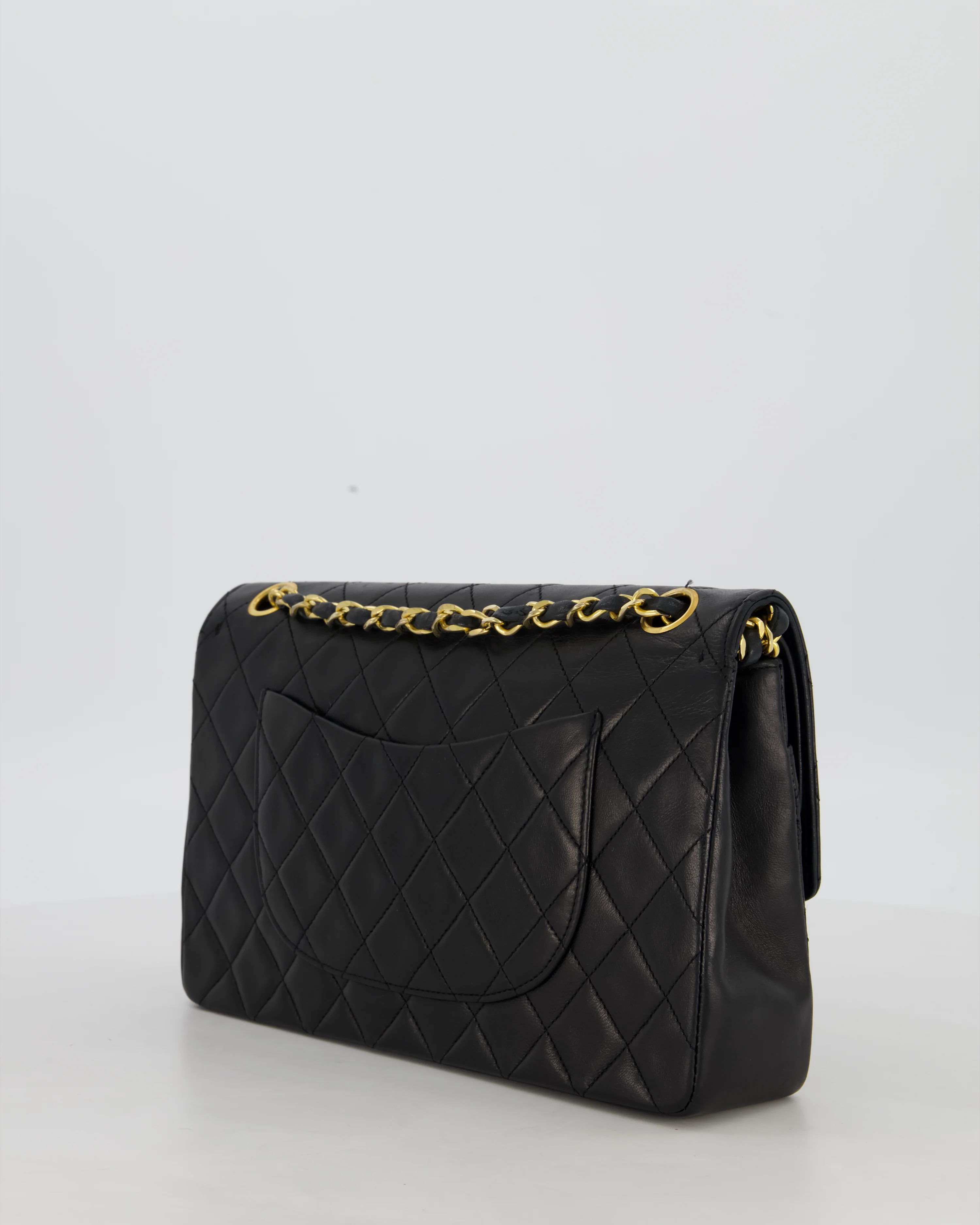 *AMAZING CONDITION* Chanel Black Vintage Medium Classic Double Flap Bag in Lambskin Leather with 24K Gold Hardware - Image 5
