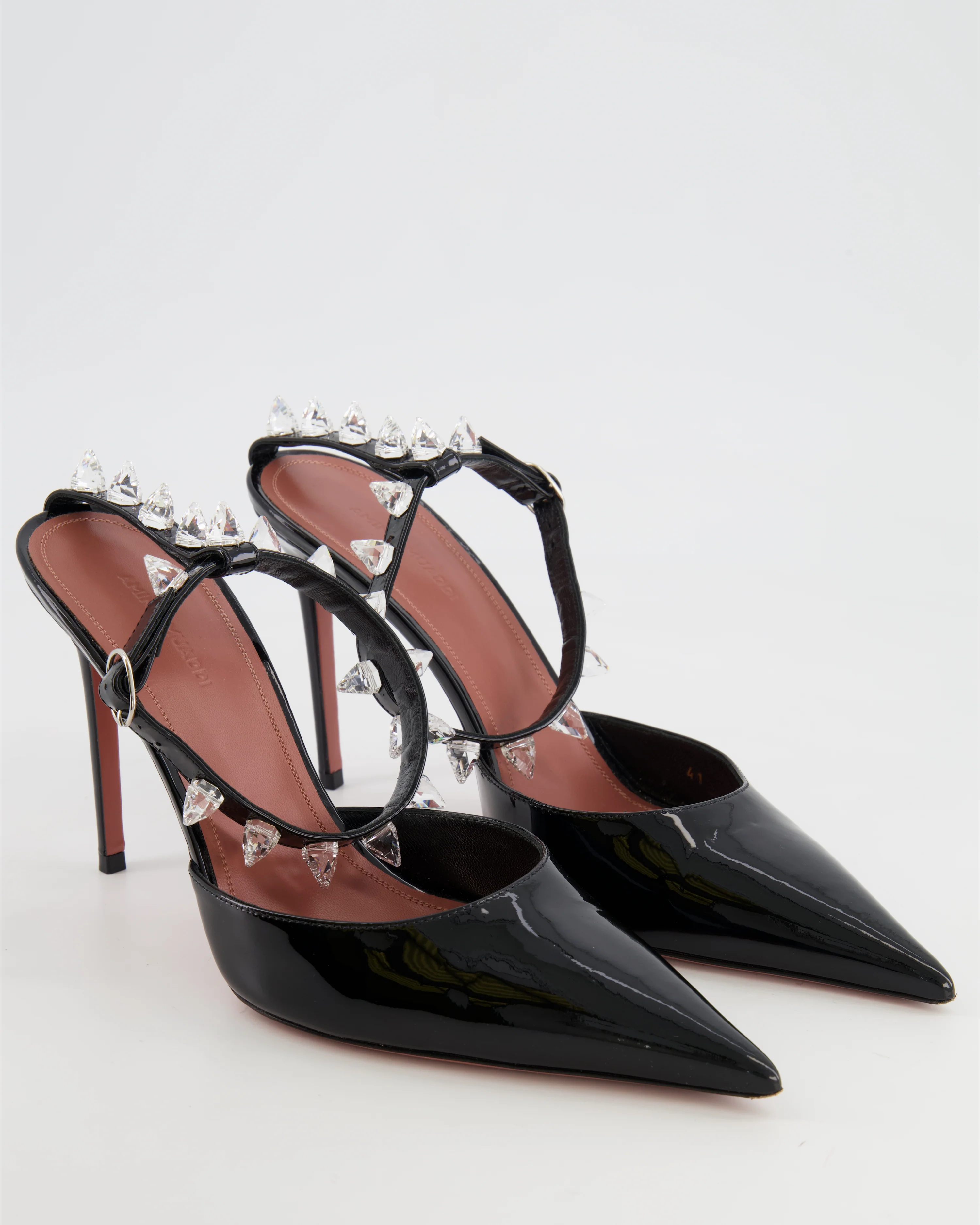 Amina Muaddi Black Patent Pumps with Crystal Ankle-Strap Details Size 41 RRP £800 - Image 3