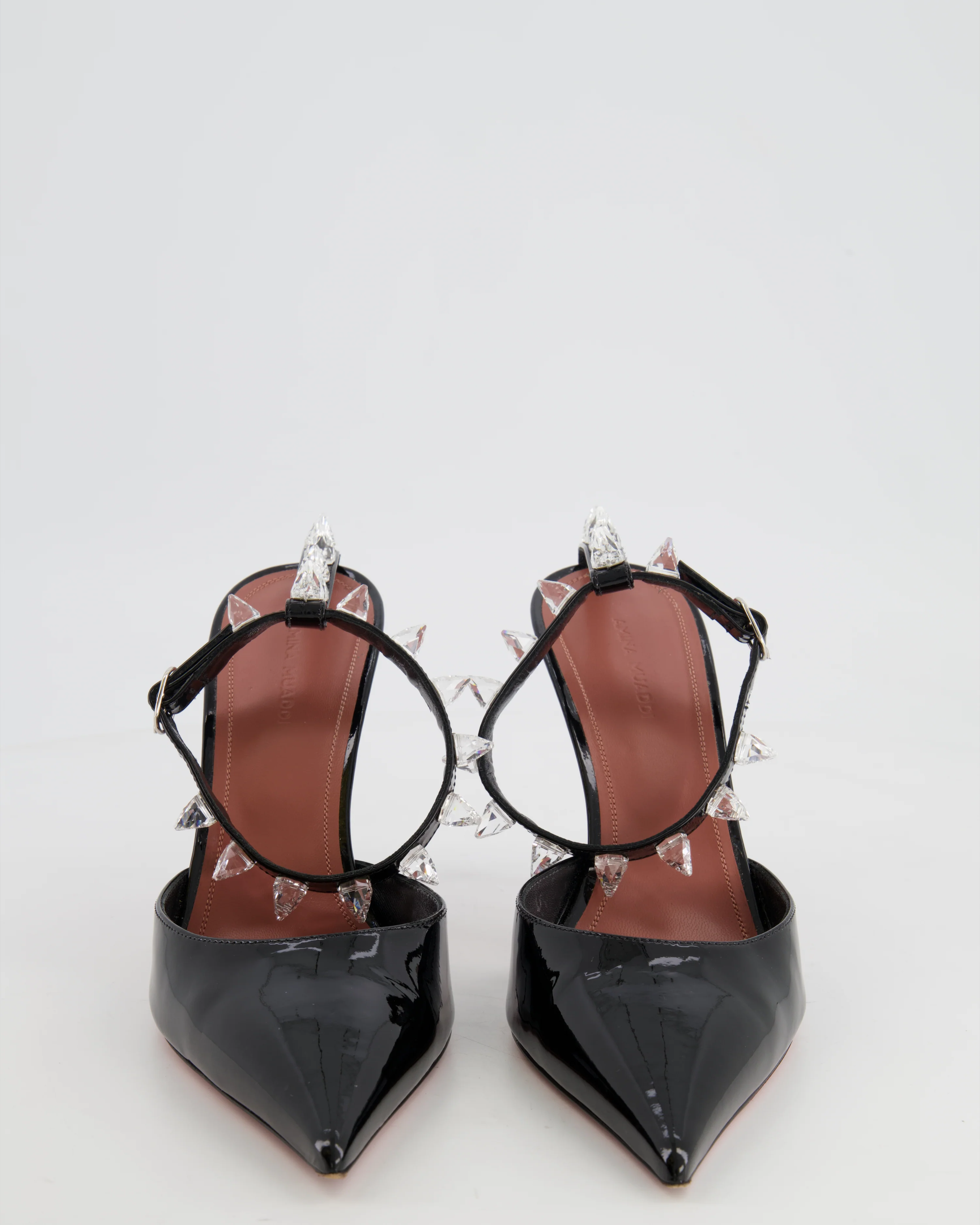 Amina Muaddi Black Patent Pumps with Crystal Ankle-Strap Details Size 41 RRP £800 - Image 4