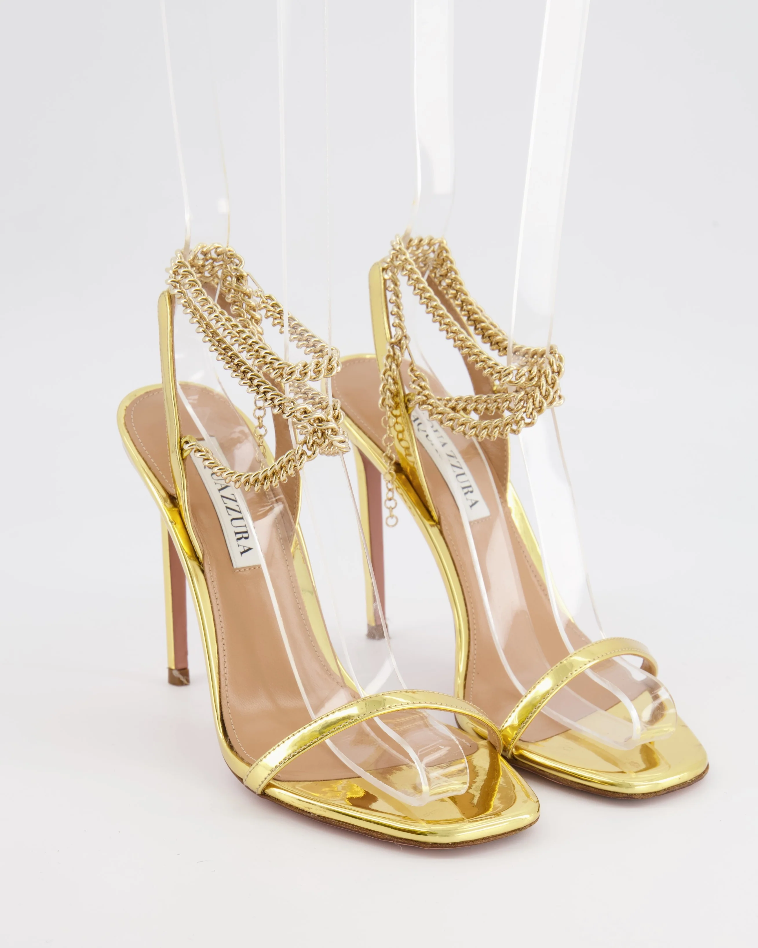 Aquazzura Gold Chain Strap Heeled Sandals Size EU 37.5 RRP £895 - Image 2