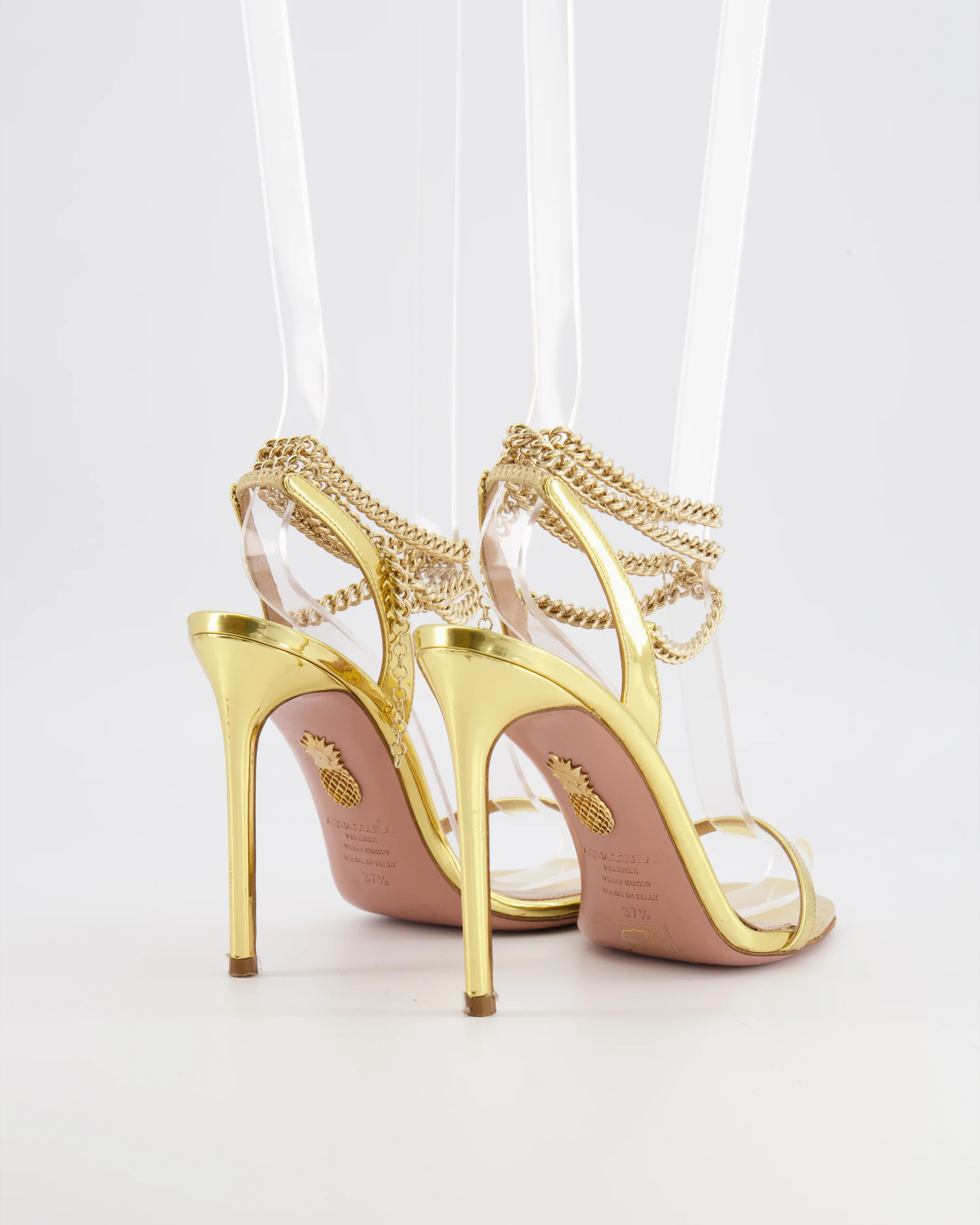 Aquazzura Gold Chain Strap Heeled Sandals Size EU 37.5 RRP £895 - Image 3