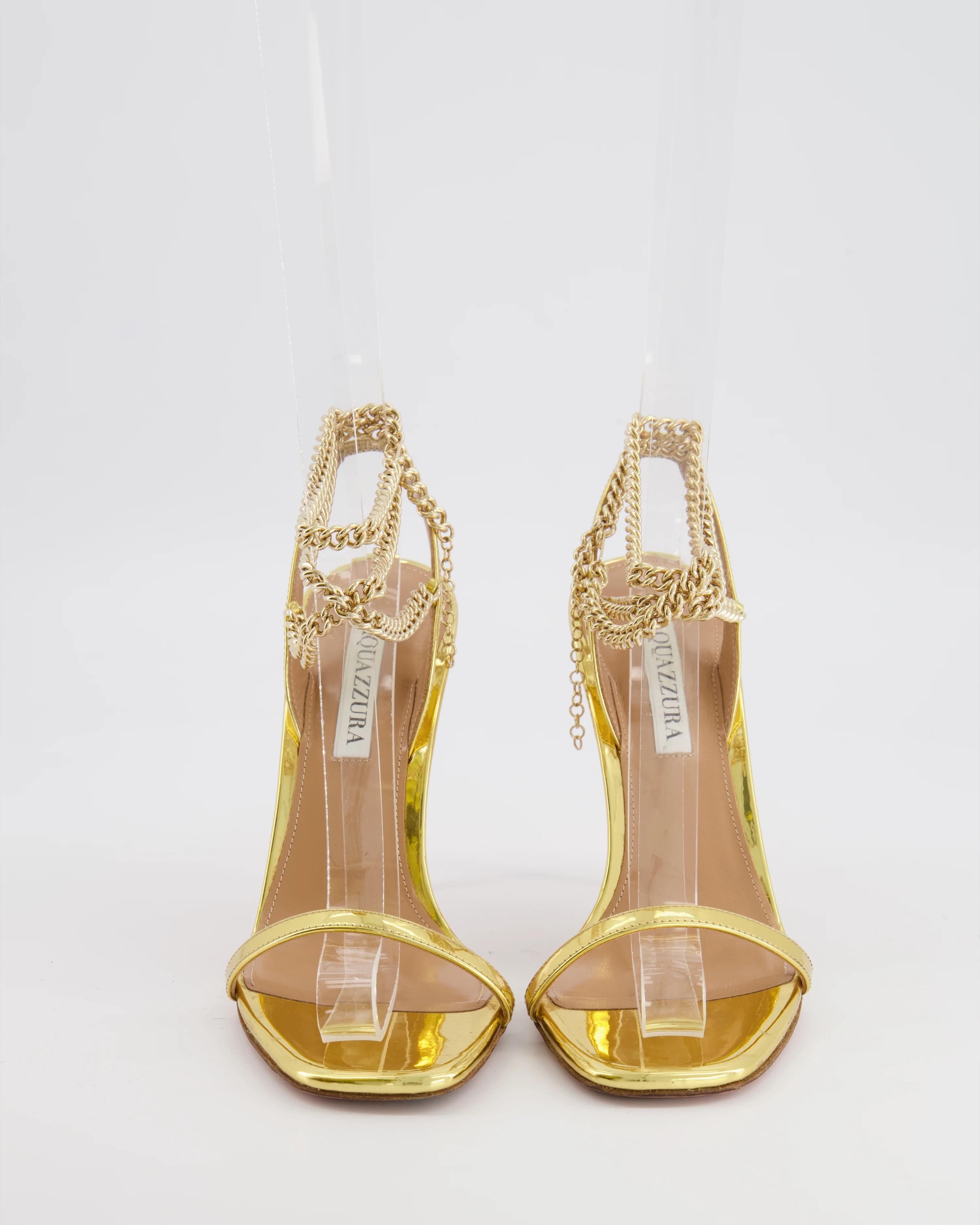 Aquazzura Gold Chain Strap Heeled Sandals Size EU 37.5 RRP £895 - Image 4
