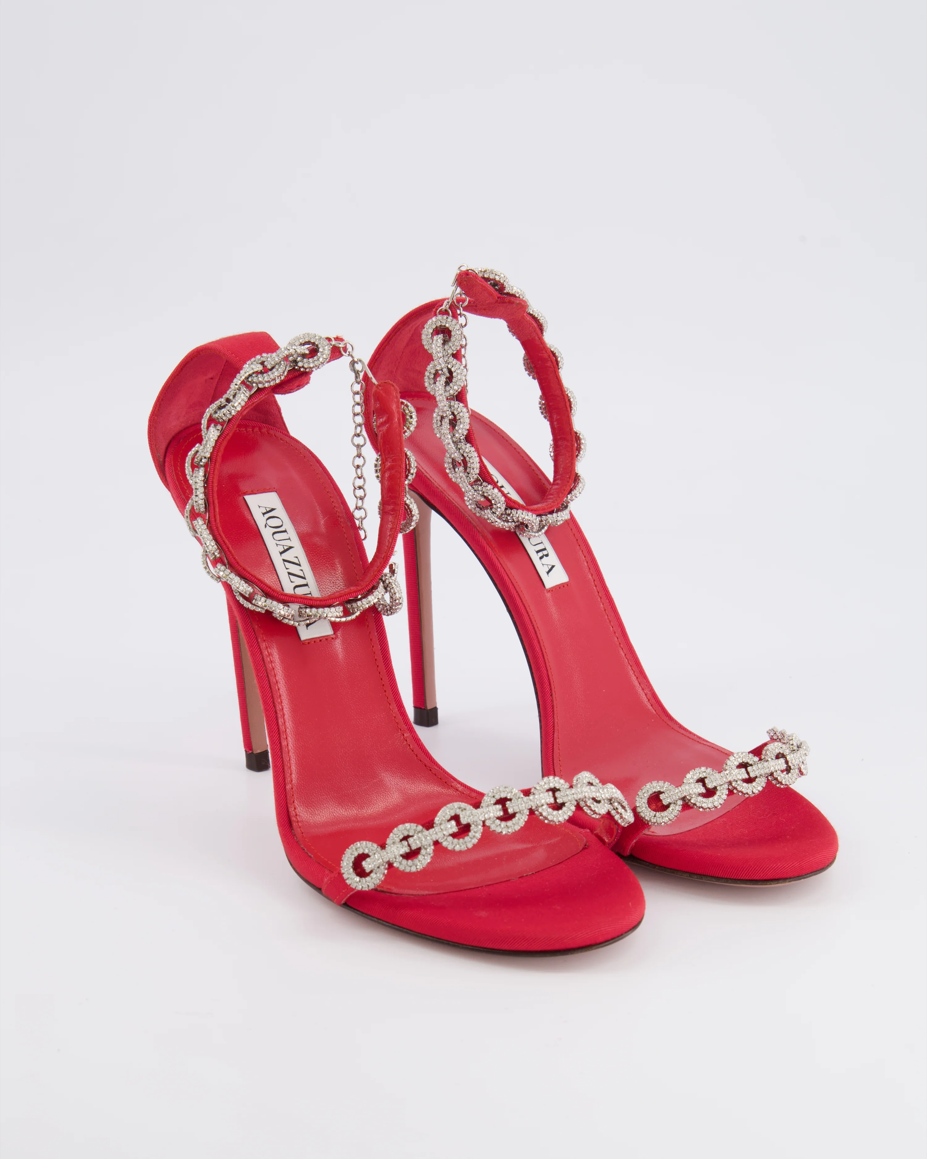 Aquazzura Red Love Link 105 Crystal Embellished Heeled Sandals Size EU 38 RRP £1,100 - Image 2