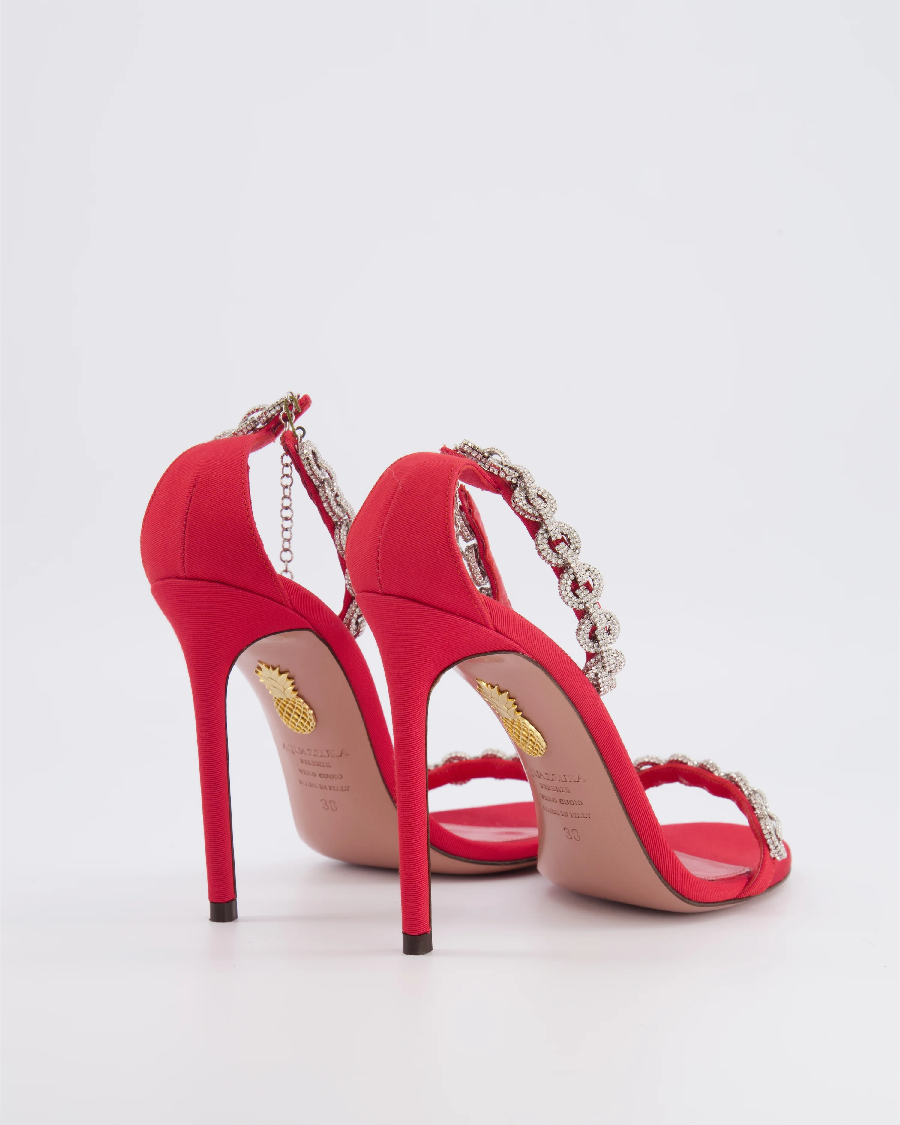 Aquazzura Red Love Link 105 Crystal Embellished Heeled Sandals Size EU 38 RRP £1,100 - Image 3