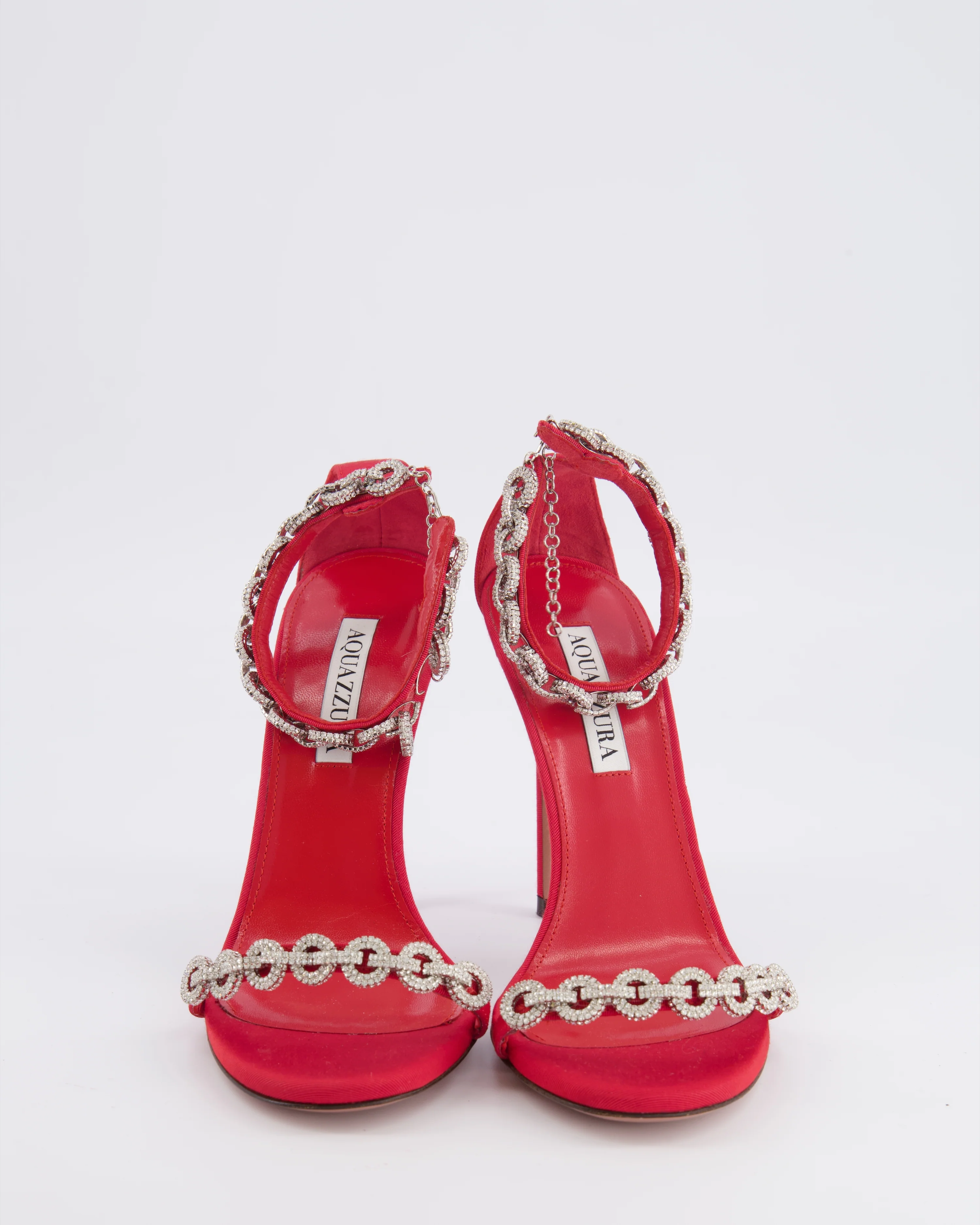 Aquazzura Red Love Link 105 Crystal Embellished Heeled Sandals Size EU 38 RRP £1,100 - Image 4