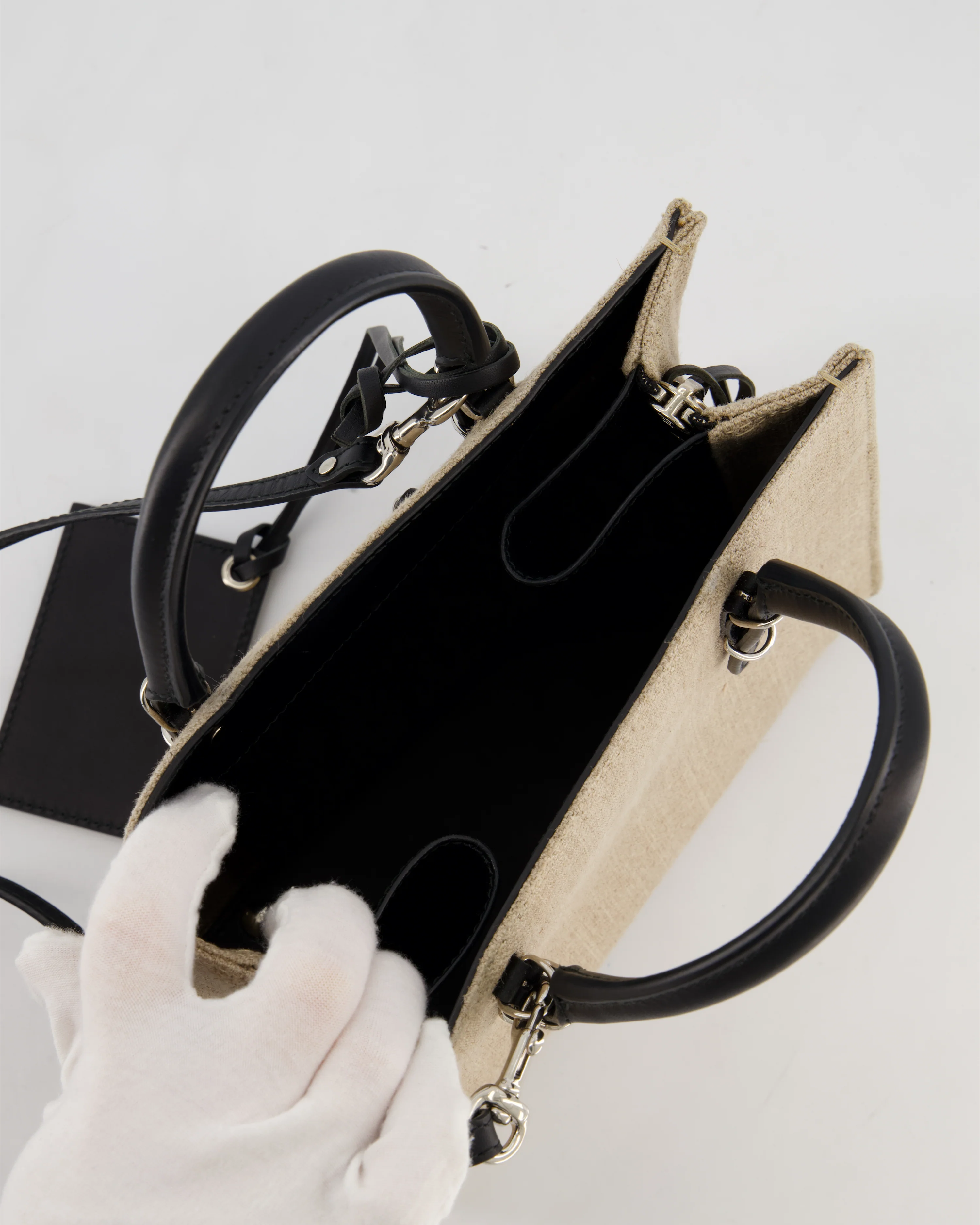Balenciaga Beige Canvas Mini Papier A4 Tote Bag with a Black Trim and Silver Hardware - Image 18