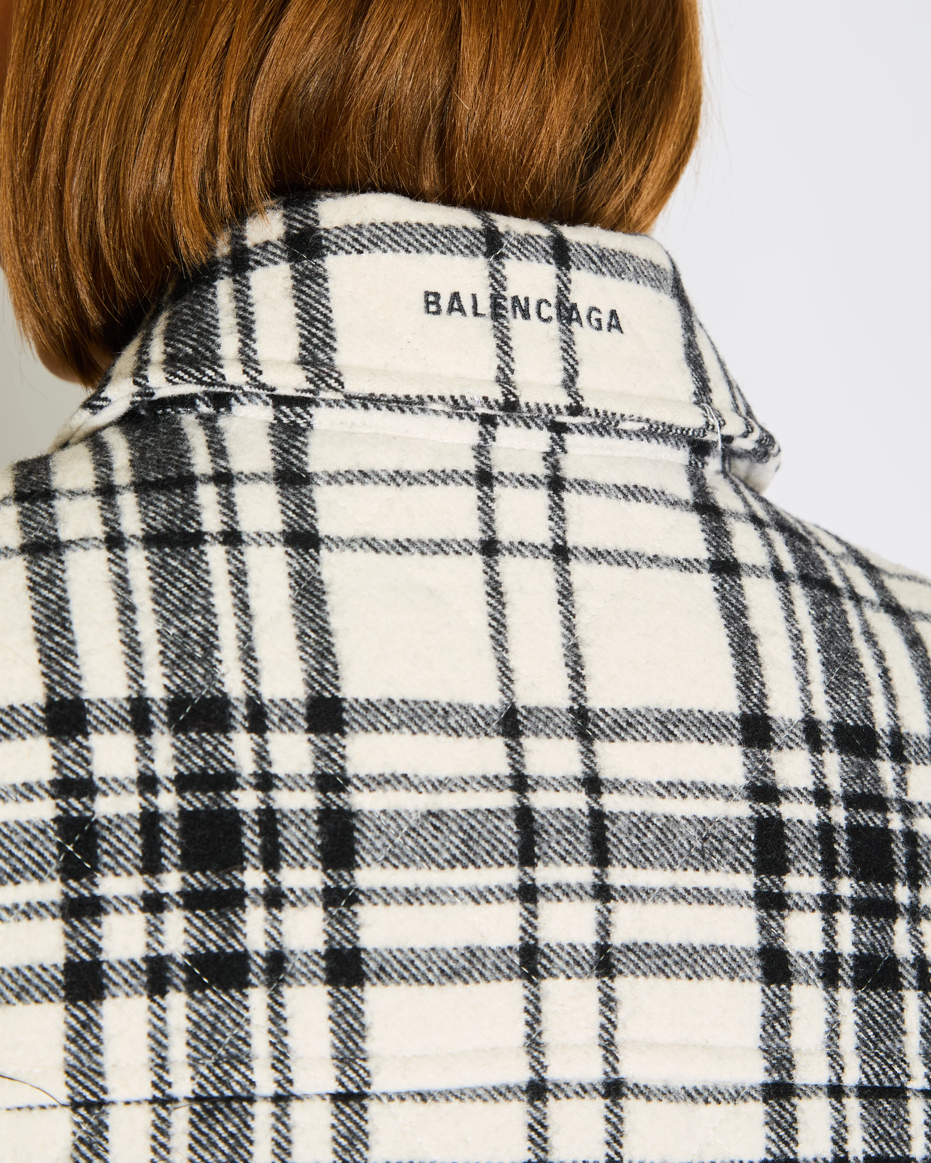 Balenciaga Black and White Wool Checkered Quilted Over Jacket Size FR 34 (UK 6) - Image 3