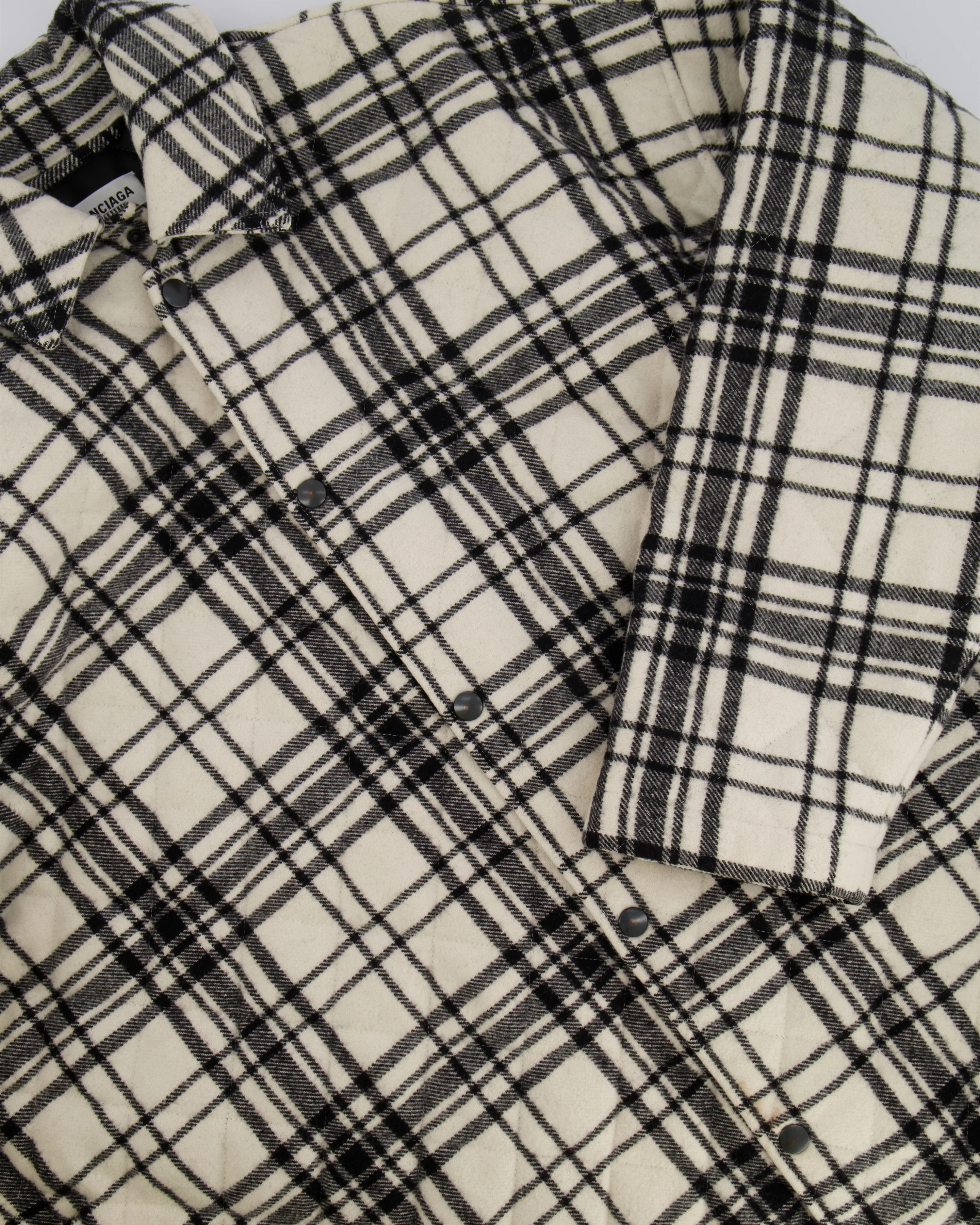 Balenciaga Black and White Wool Checkered Quilted Over Jacket Size FR 34 (UK 6) - Image 5