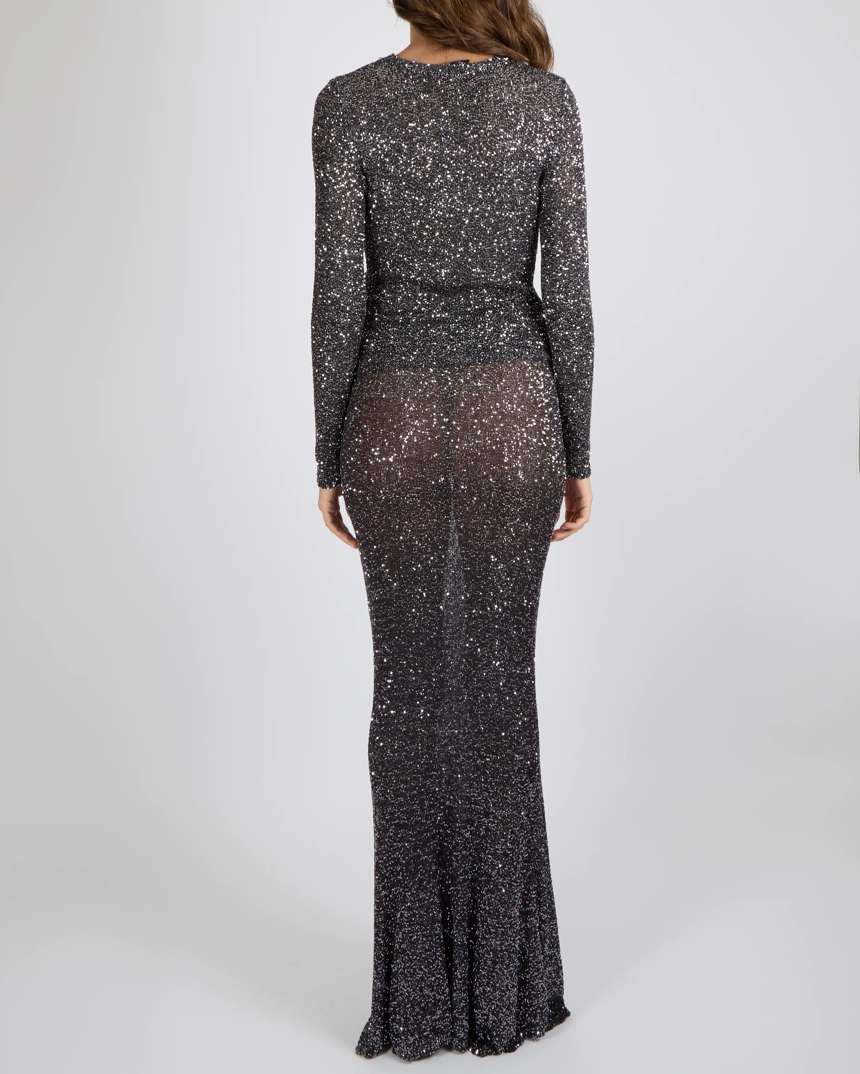 Balenciaga Garde Robe Silver Sequin Long-Sleeved Top and Maxi Skirt Set Size M (UK 10) RRP £3,200 - Image 3
