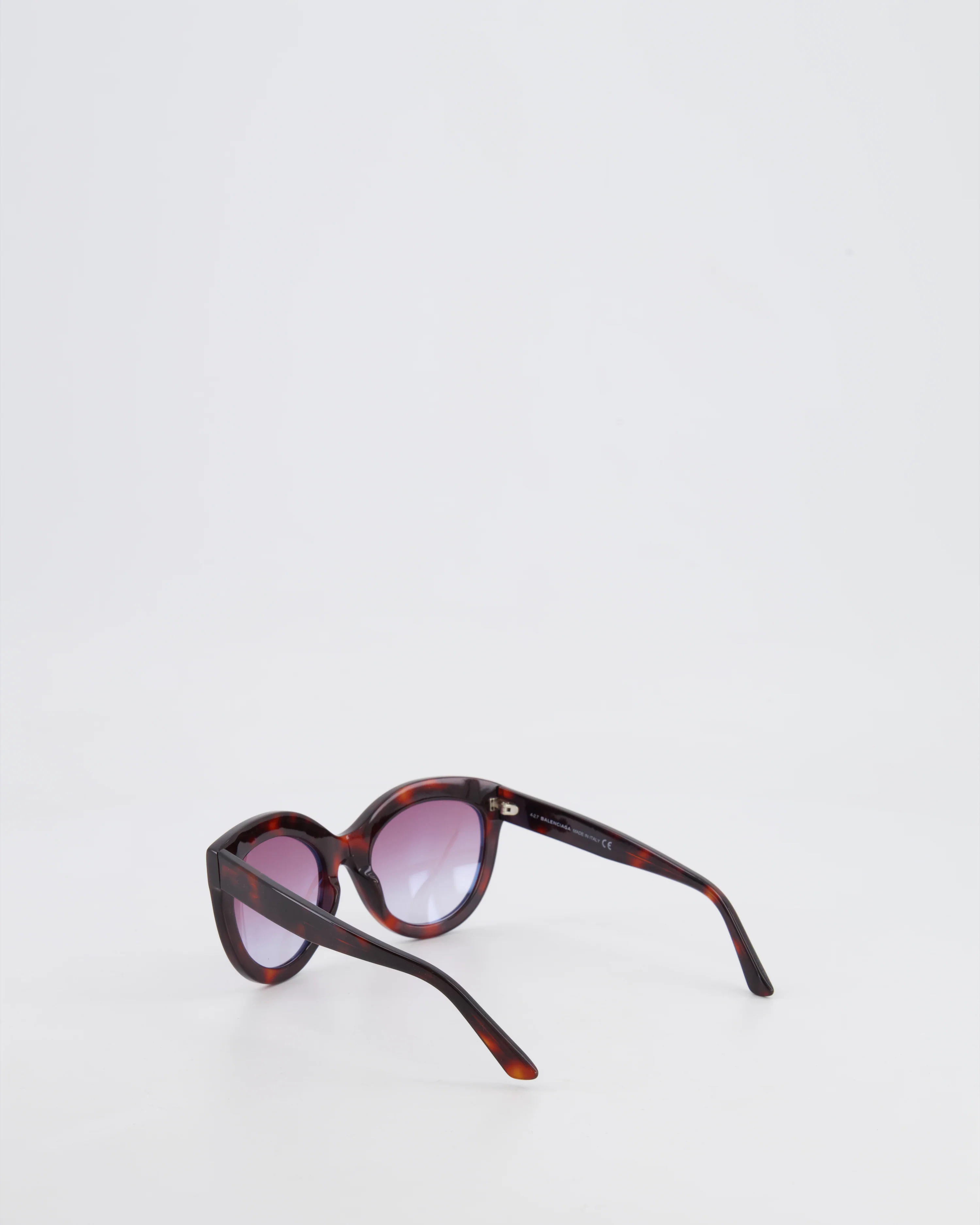 Balenciaga Tortoiseshell Burgundy Sunglasses with Small Engraved Logo Detail - Image 4