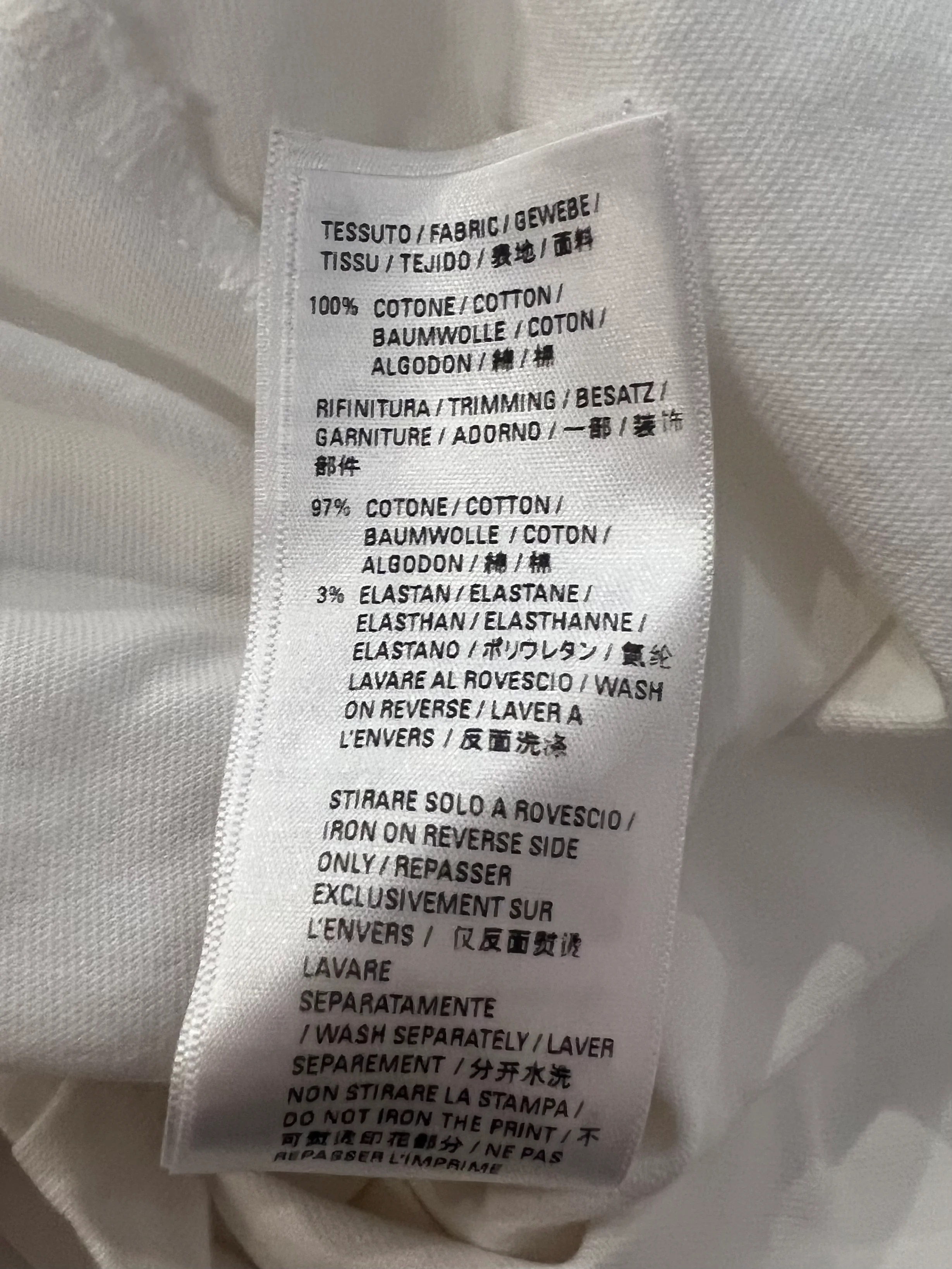 Balenciaga White T-Shirt with Navy Logo and Crest Print Size S (UK 8) - Image 9