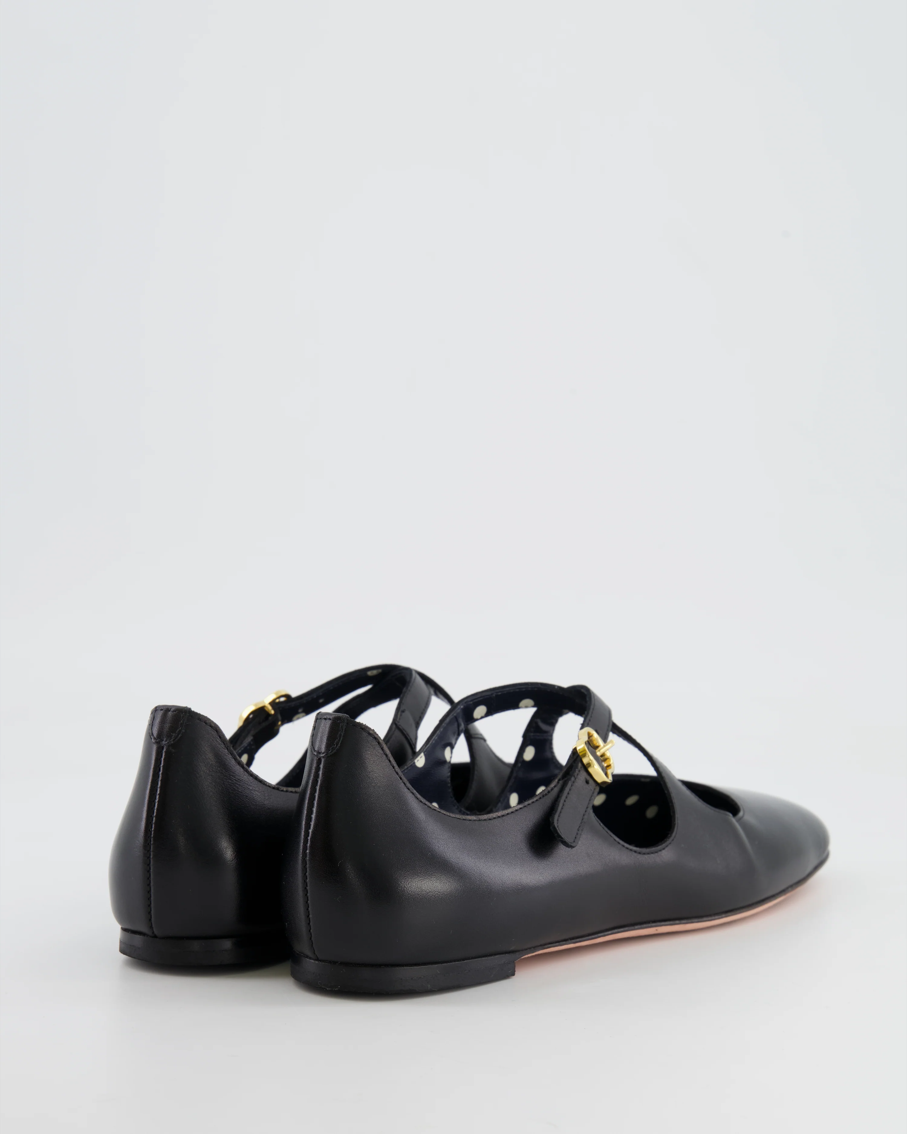 Bally Black Leather Flats with Crossed Strap Detail Size EU 36 - Image 2