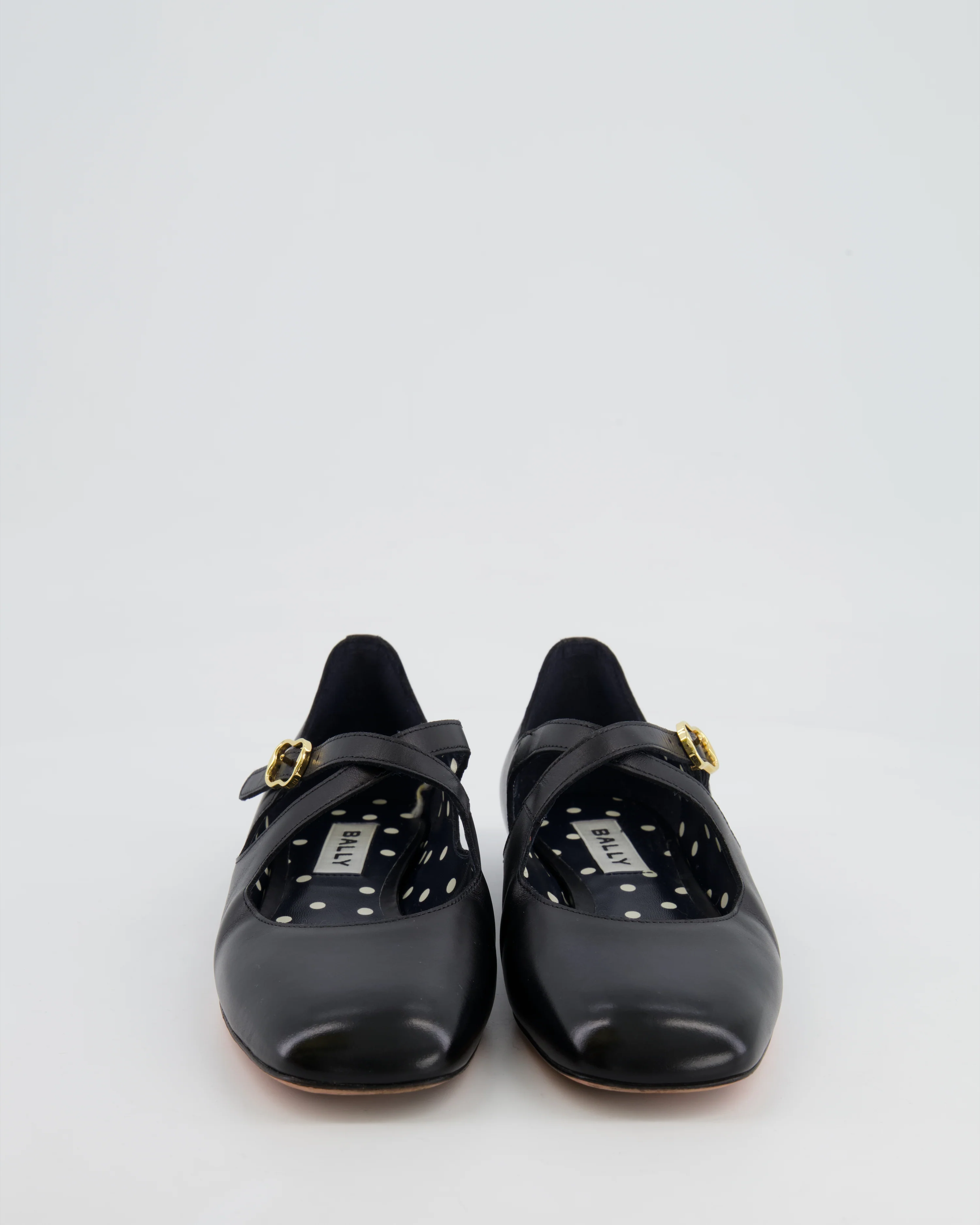 Bally Black Leather Flats with Crossed Strap Detail Size EU 36 - Image 3