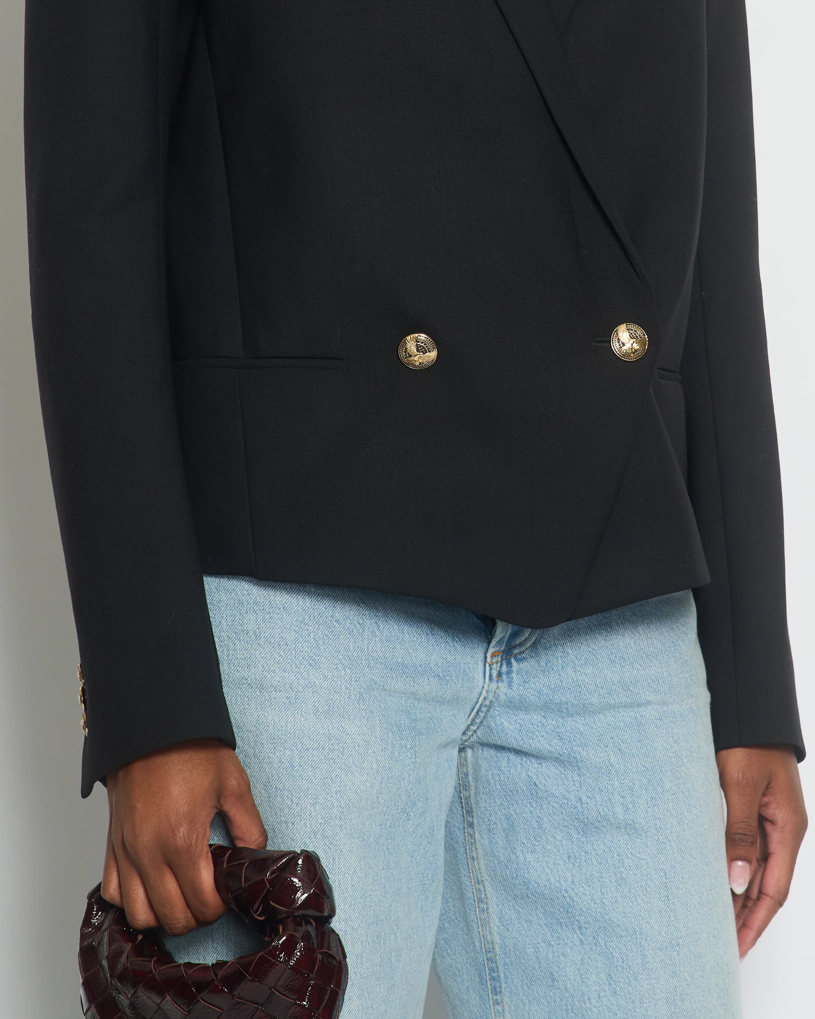 Balmain Black Double Breasted Blazer with Gold Bird Button Detail FR 42 (UK 14) - Image 4