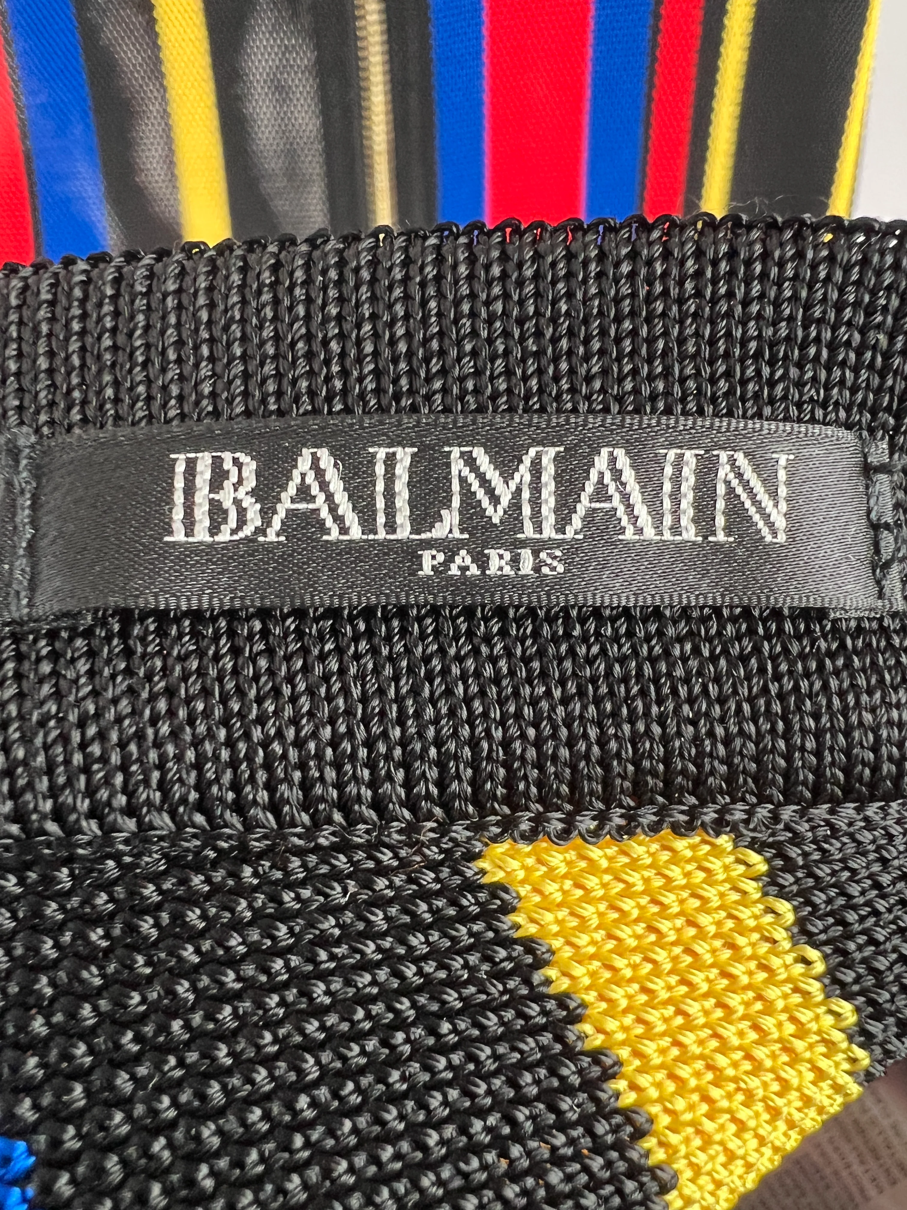Balmain Black, Red, Yellow Stripe Multi-Colour Knitted Midi Skirt with Zip Back Detail FR 34 (UK 6) - Image 5